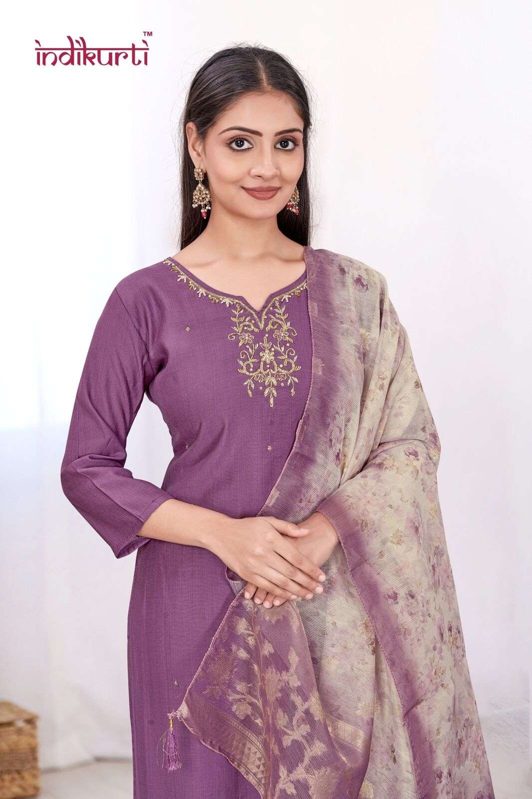 KARISHMA-2.0 BY INDIKURTI IN HEAVY VETICAN DYED WITH ASSAM SILK DIGITAL PRINT DUPATTA