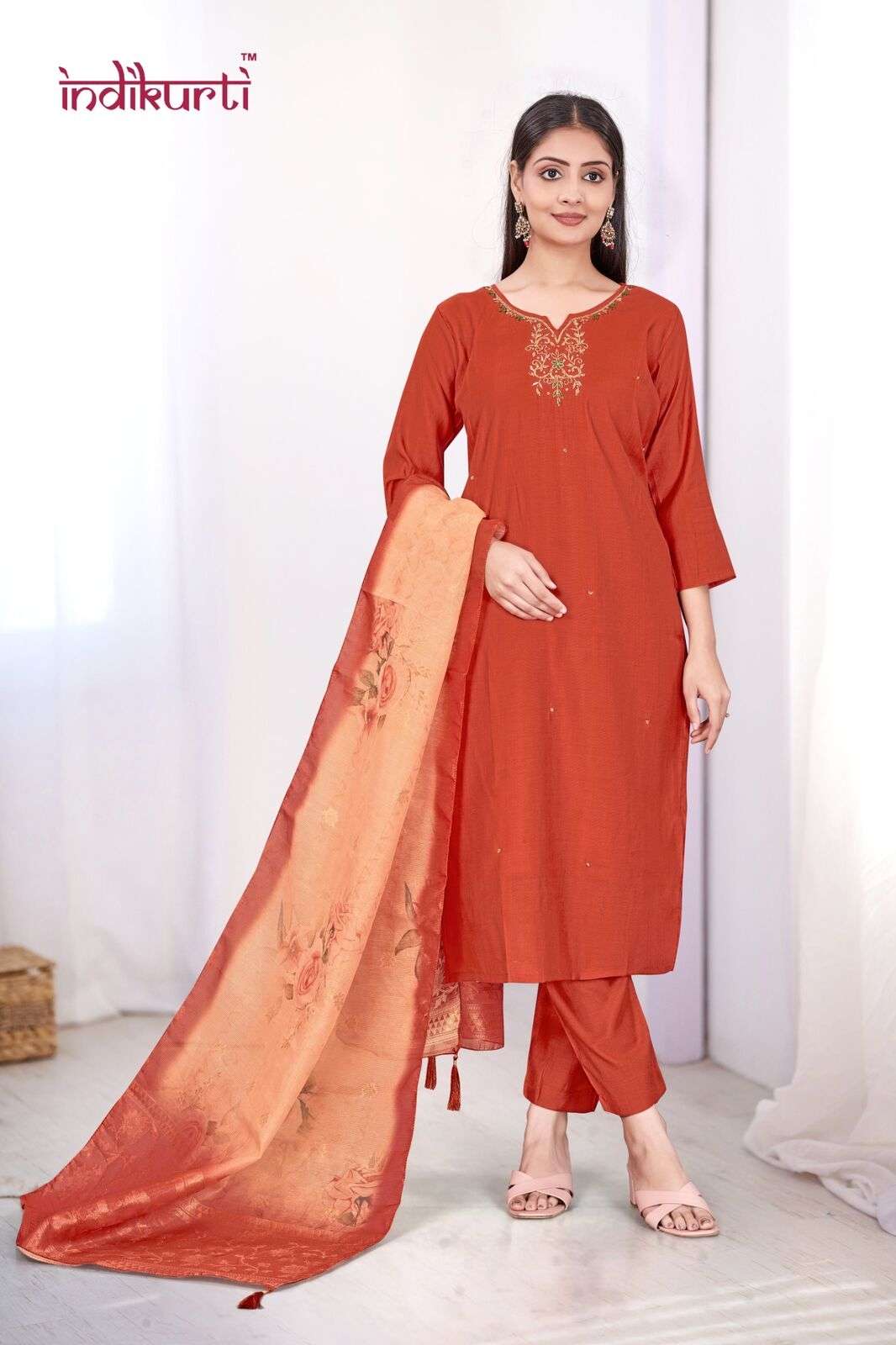 KARISHMA-2.0 BY INDIKURTI IN HEAVY VETICAN DYED WITH ASSAM SILK DIGITAL PRINT DUPATTA