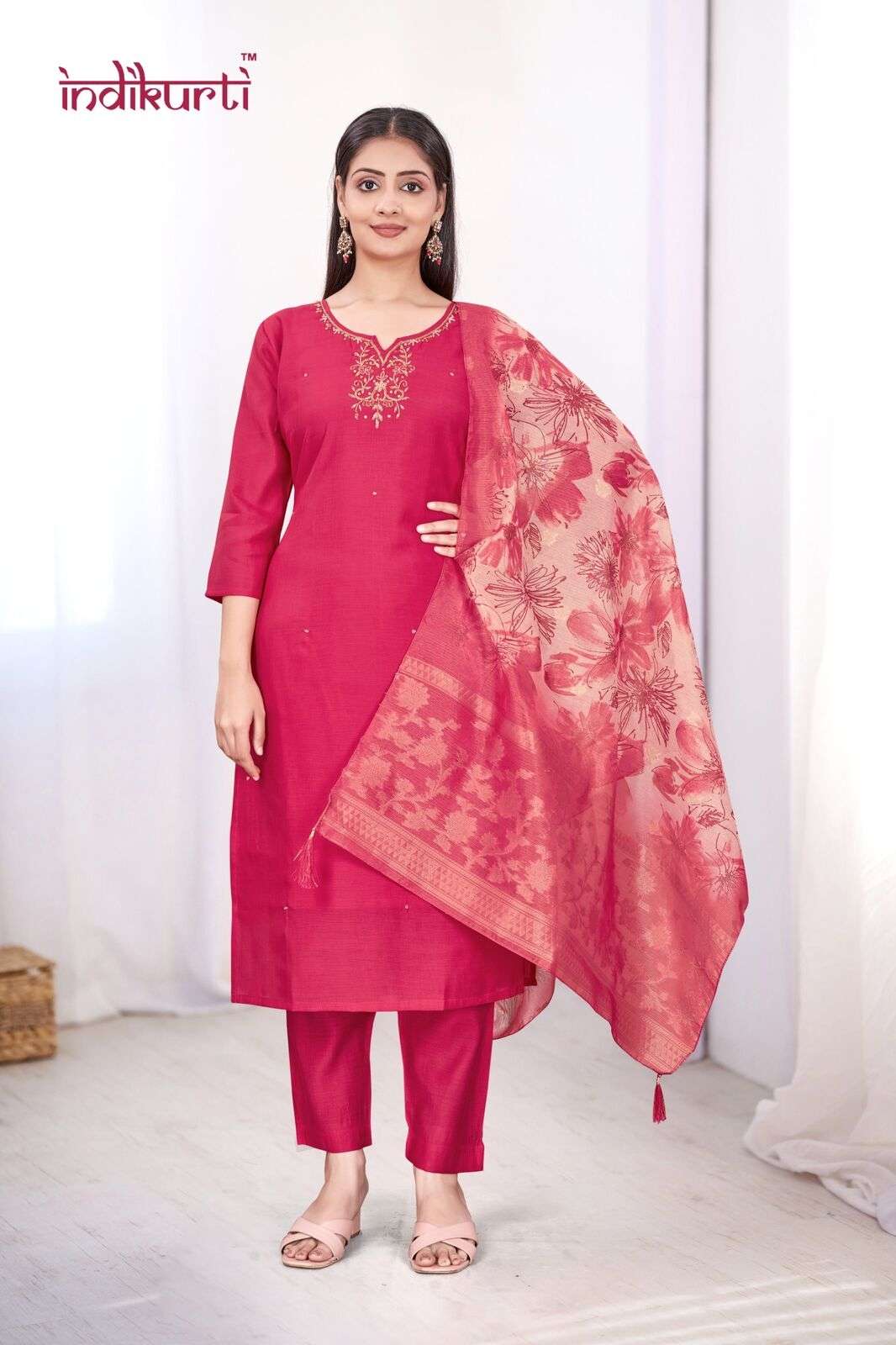 KARISHMA-2.0 BY INDIKURTI IN HEAVY VETICAN DYED WITH ASSAM SILK DIGITAL PRINT DUPATTA