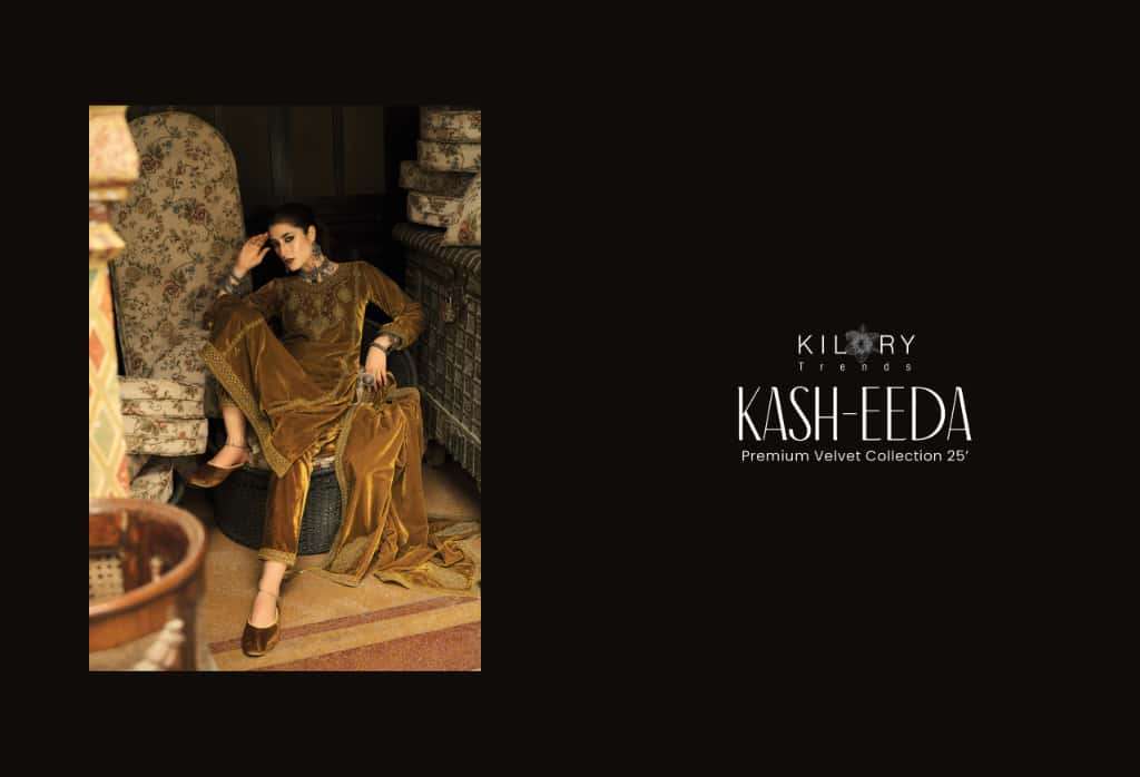 KASH-EEDA BY KILORY TRENDS IN PURE VALVET WITH CODING EMBROIDERY WORK & LACES 