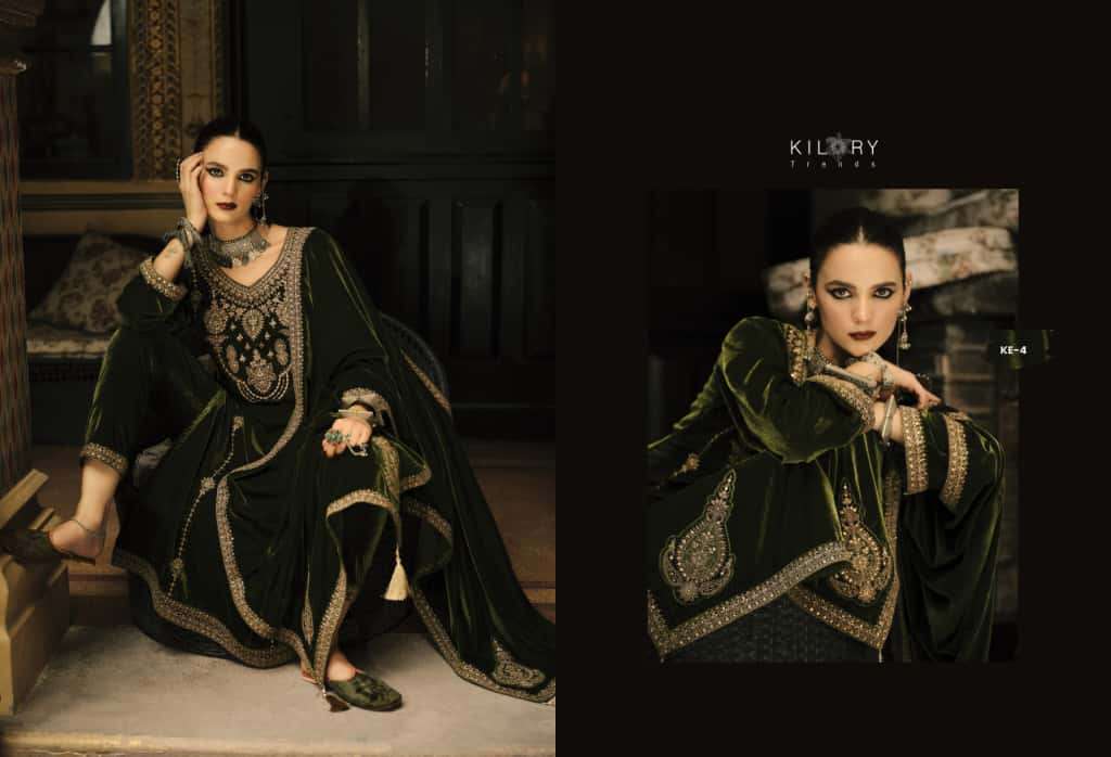 KASH-EEDA BY KILORY TRENDS IN PURE VALVET WITH CODING EMBROIDERY WORK & LACES 