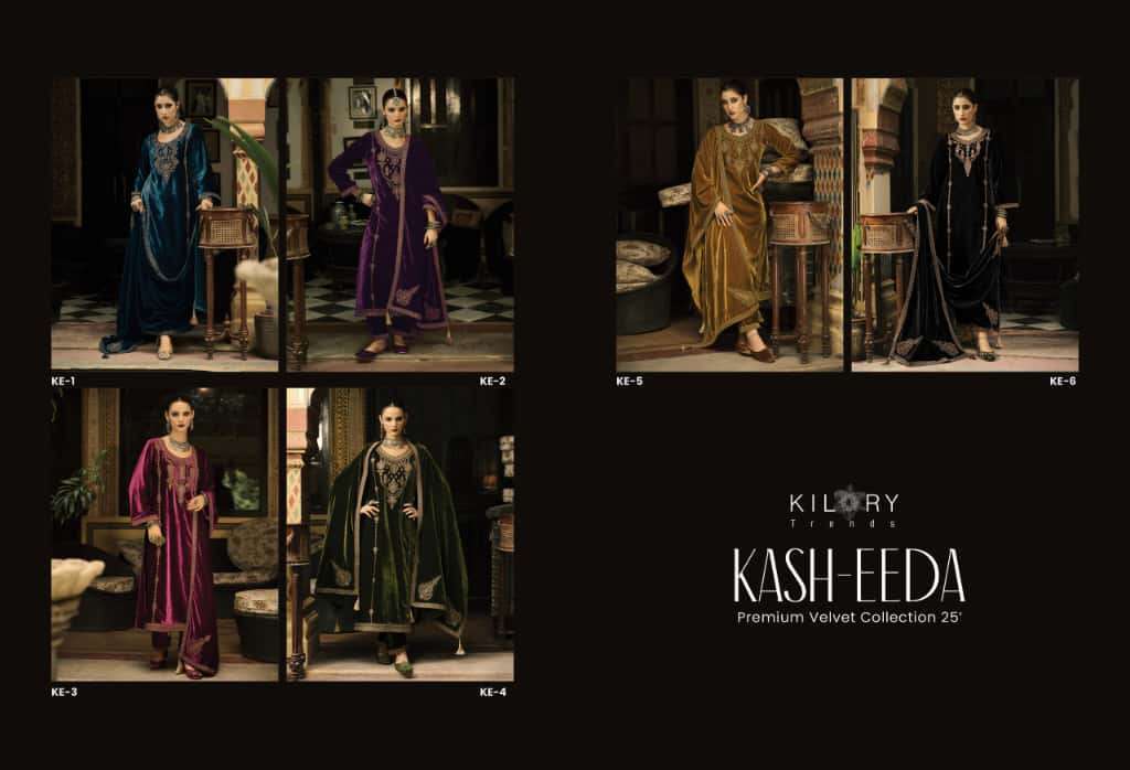 KASH-EEDA BY KILORY TRENDS IN PURE VALVET WITH CODING EMBROIDERY WORK & LACES 