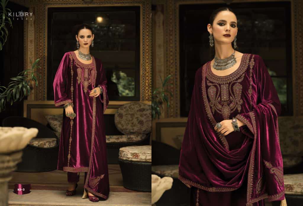 KASH-EEDA BY KILORY TRENDS IN PURE VALVET WITH CODING EMBROIDERY WORK & LACES 