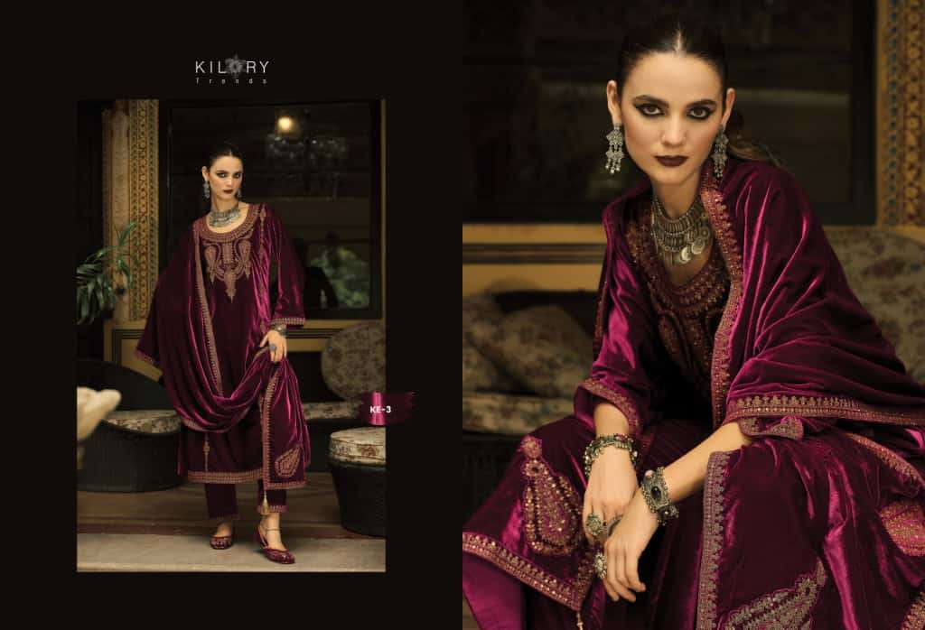 KASH-EEDA BY KILORY TRENDS IN PURE VALVET WITH CODING EMBROIDERY WORK & LACES 