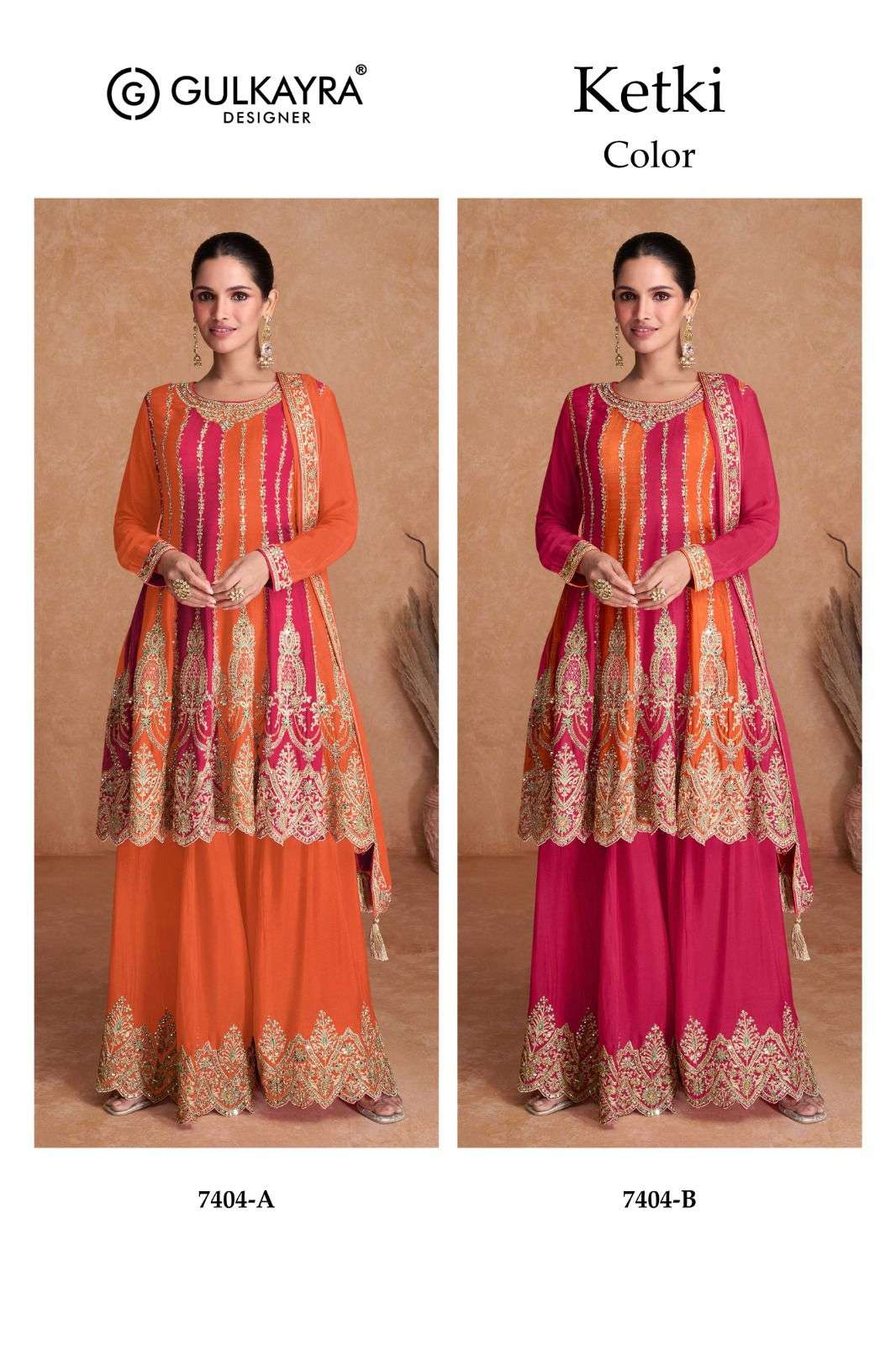 KETKI COLOUR BY GULKAYRA DESIGNER IN REAL CHINON SILK WITH EMBROIDERY WORK 