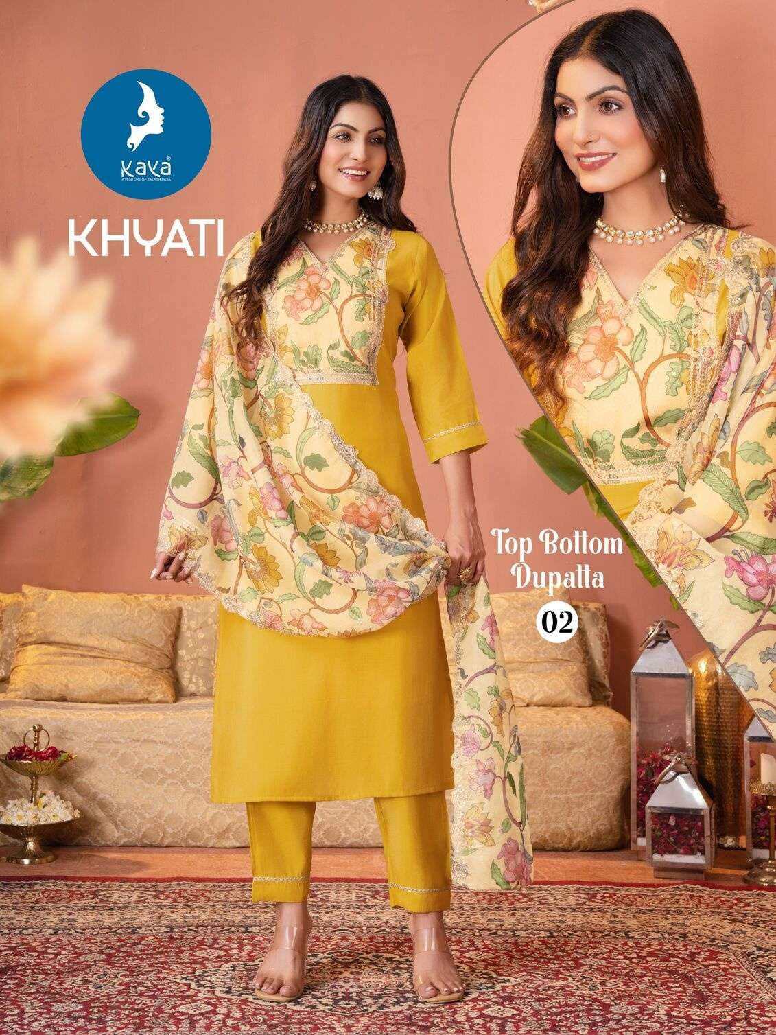 KHYATI BY KAYA KURTI IN ROMAN SHIMMER WITH 3 PIECE  STRAIGHT CUT CONCEPT