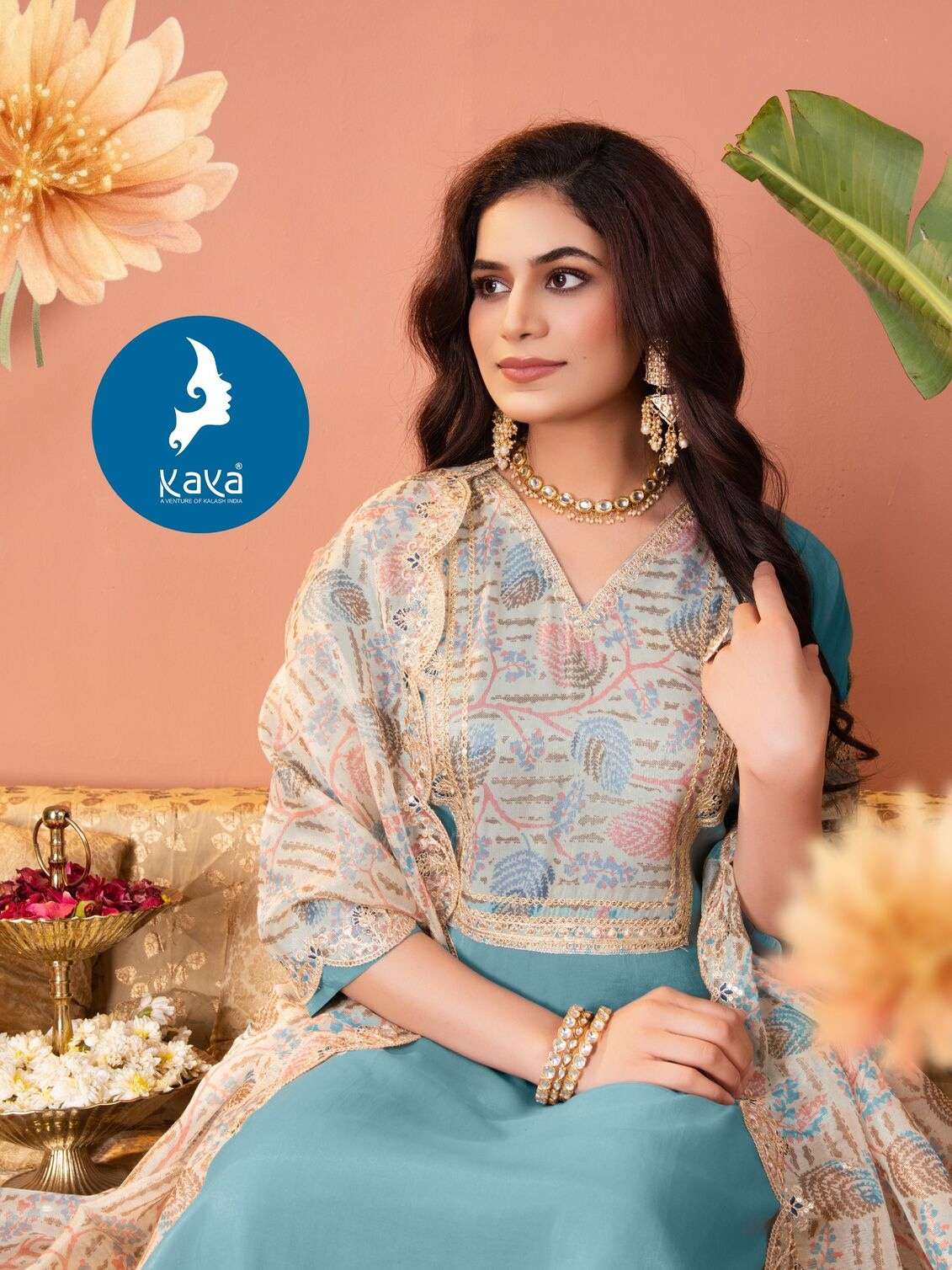 KHYATI BY KAYA KURTI IN ROMAN SHIMMER WITH 3 PIECE  STRAIGHT CUT CONCEPT