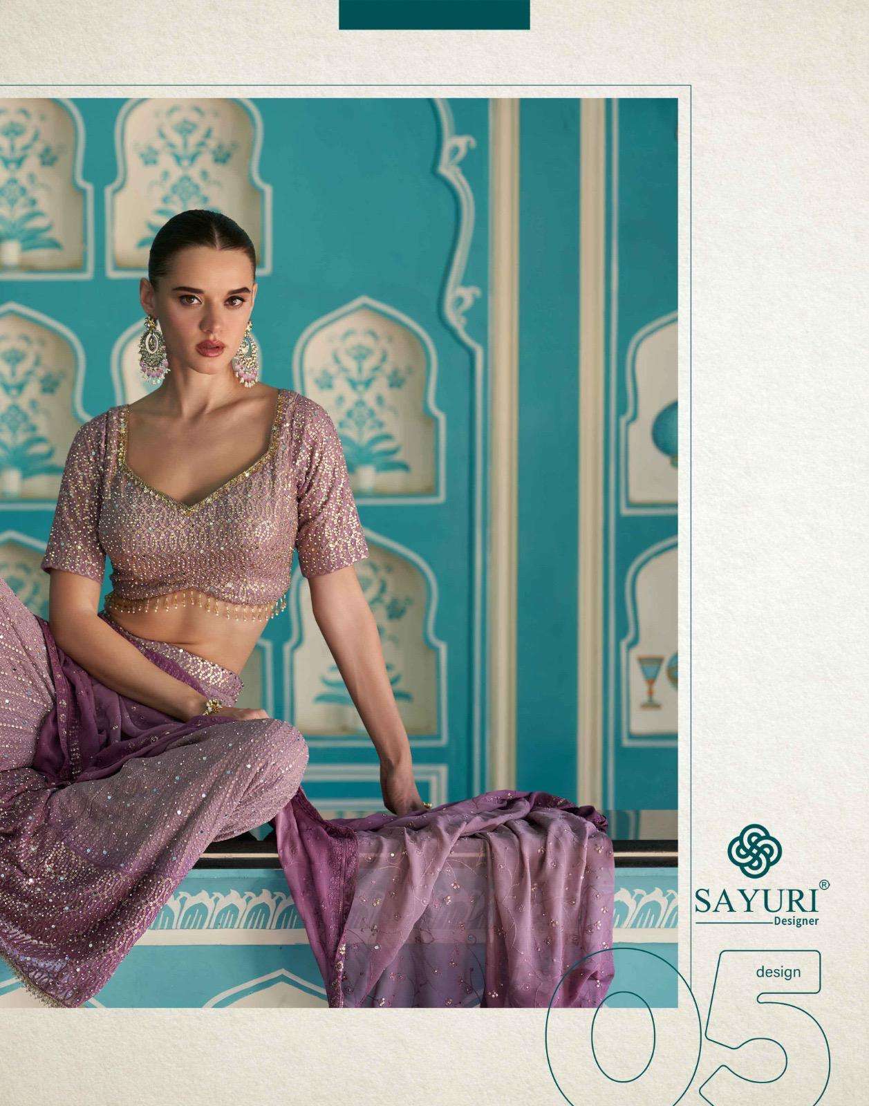 LASKARA BY SAYURI DESIGNER IN REAL PREMIUM GEROGETTE WITH EMBROIDERED SEROSKI WORK 
