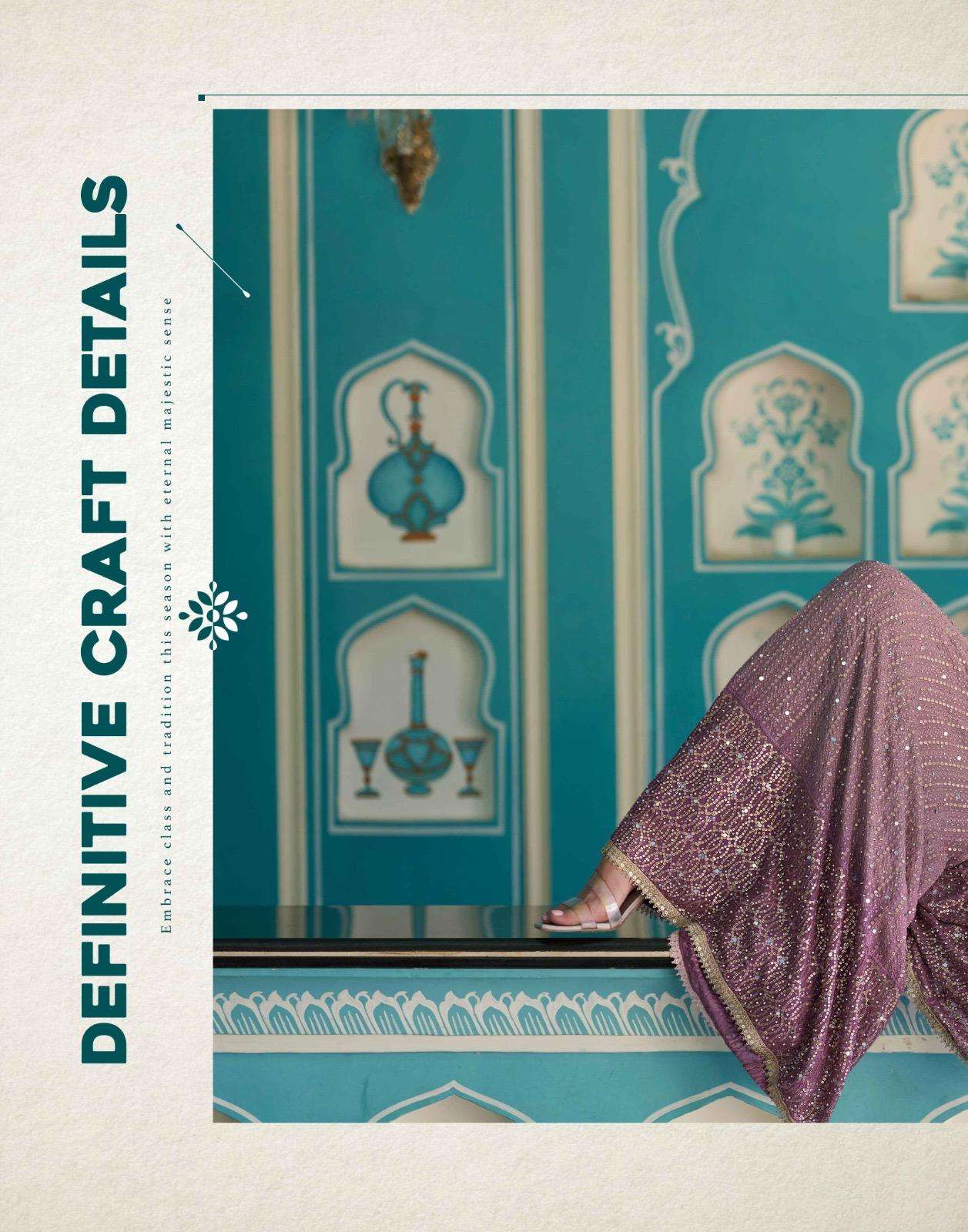 LASKARA BY SAYURI DESIGNER IN REAL PREMIUM GEROGETTE WITH EMBROIDERED SEROSKI WORK 