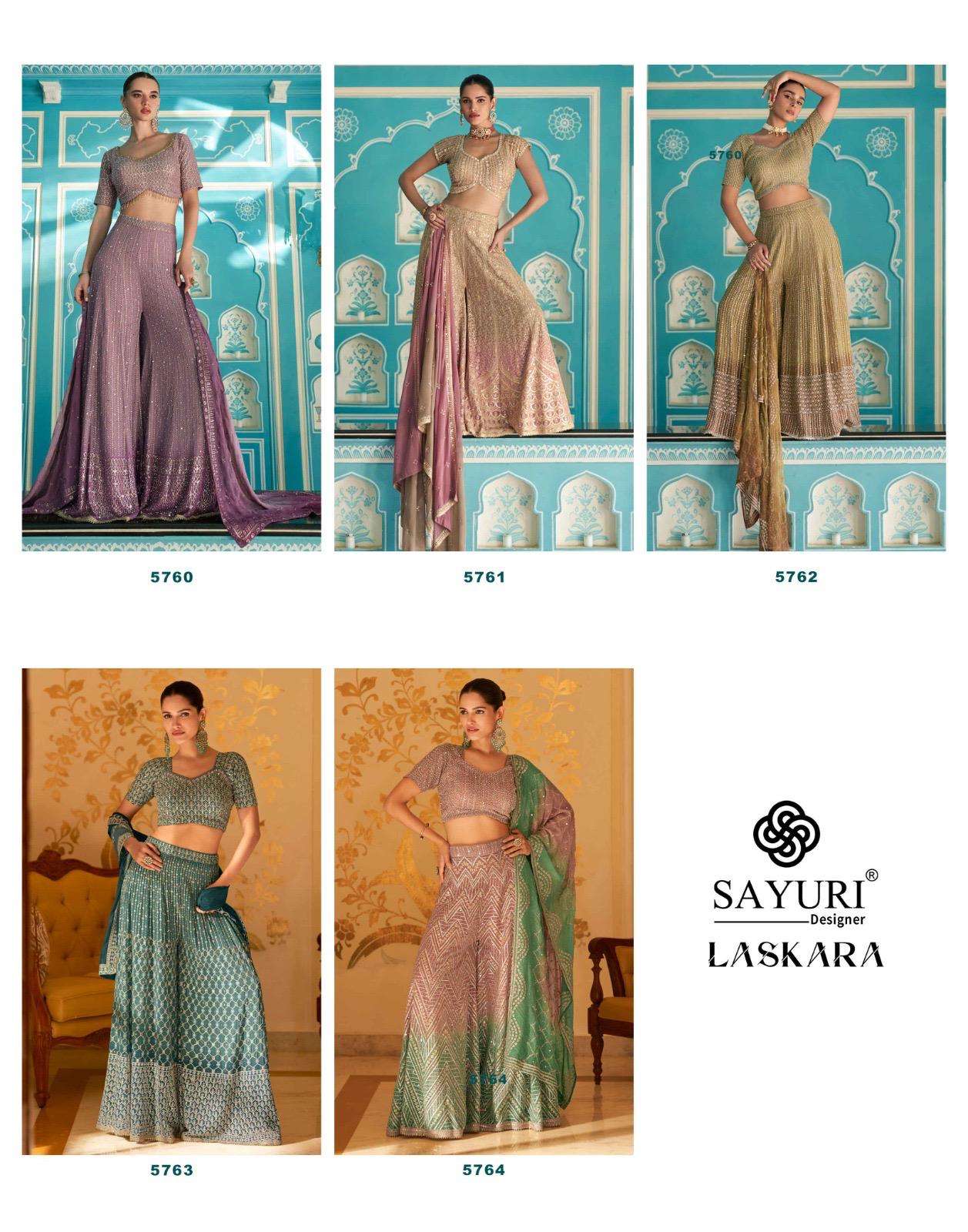 LASKARA BY SAYURI DESIGNER IN REAL PREMIUM GEROGETTE WITH EMBROIDERED SEROSKI WORK 