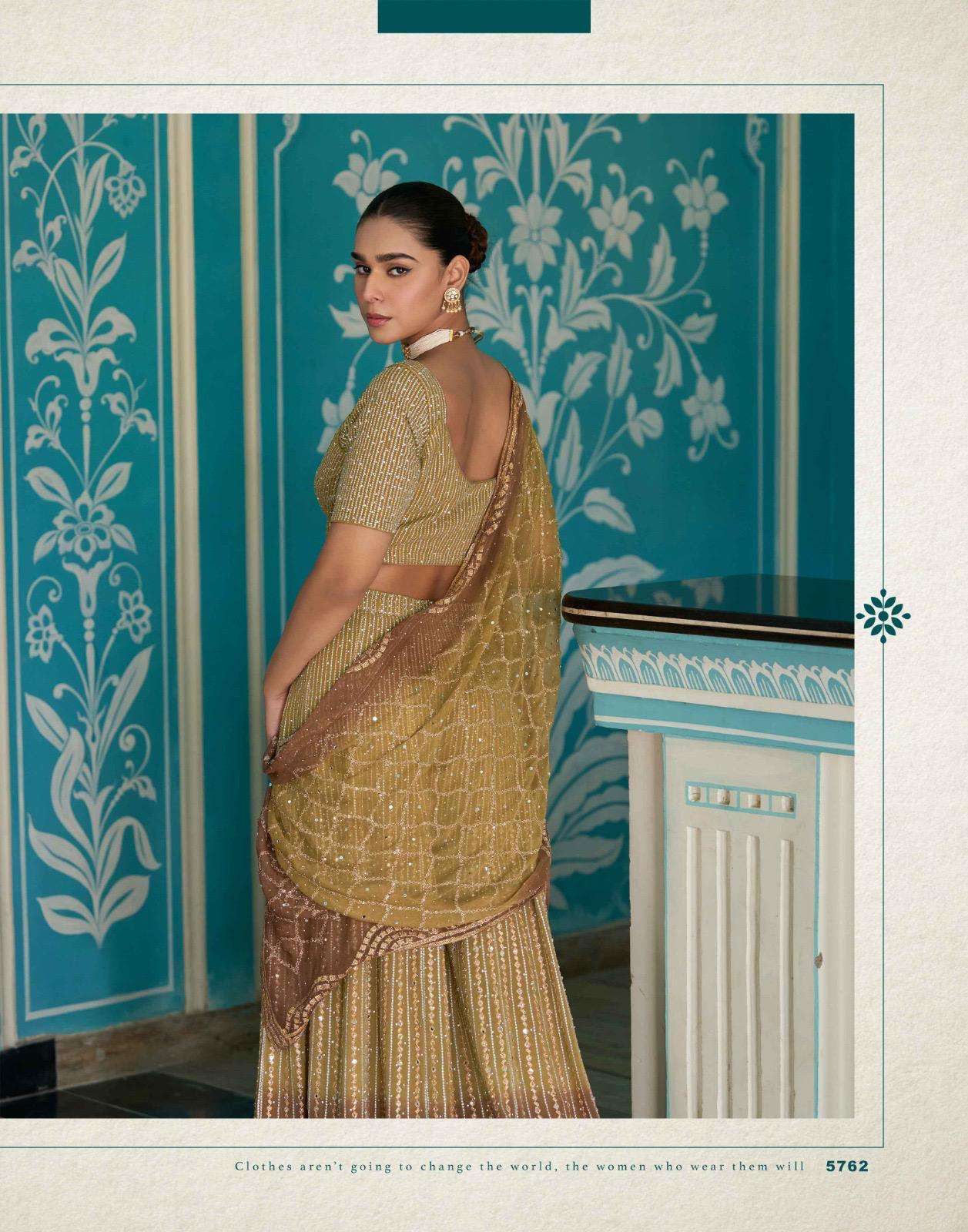 LASKARA BY SAYURI DESIGNER IN REAL PREMIUM GEROGETTE WITH EMBROIDERED SEROSKI WORK 
