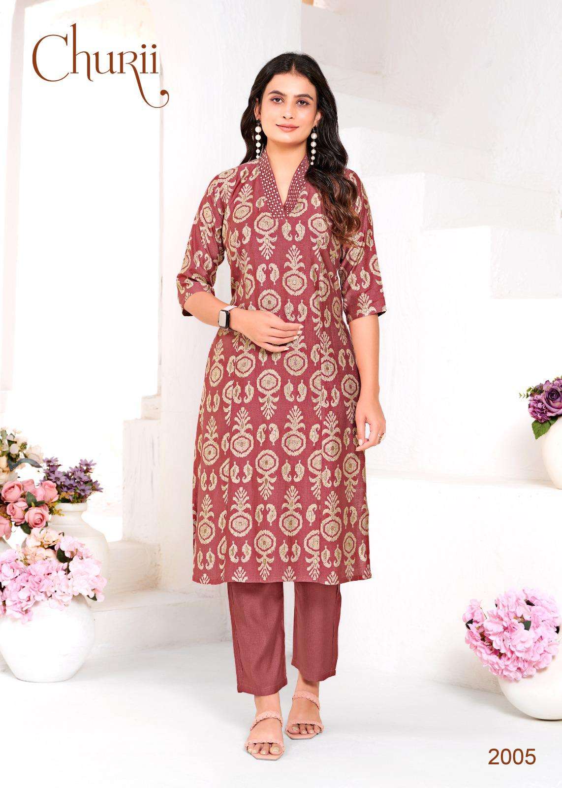 LILY BY CHURII IN SOFT VATICAN PRINT WITH FOIL PRINT AND PANT POCKETS 