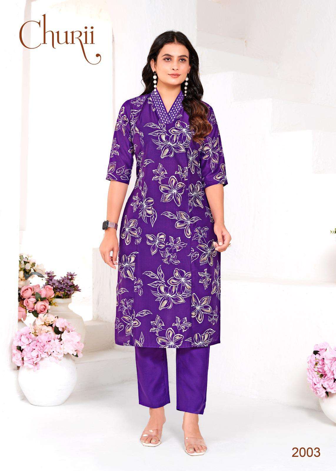 LILY BY CHURII IN SOFT VATICAN PRINT WITH FOIL PRINT AND PANT POCKETS 