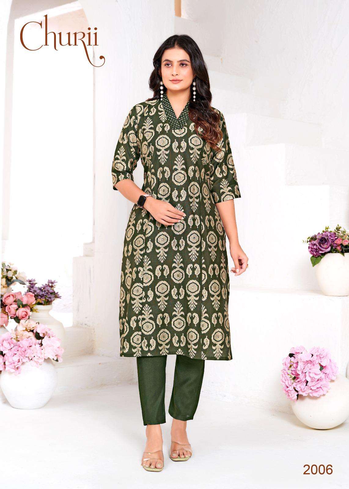 LILY BY CHURII IN SOFT VATICAN PRINT WITH FOIL PRINT AND PANT POCKETS 