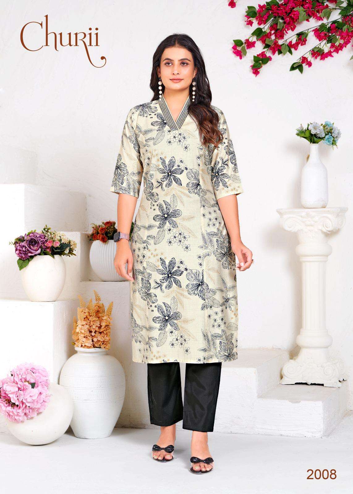 LILY BY CHURII IN SOFT VATICAN PRINT WITH FOIL PRINT AND PANT POCKETS 