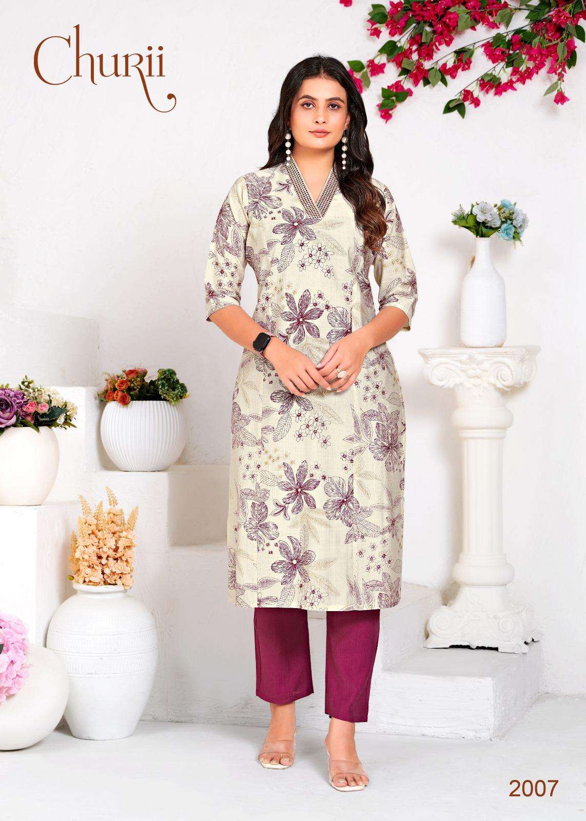 LILY BY CHURII IN SOFT VATICAN PRINT WITH FOIL PRINT AND PANT POCKETS 