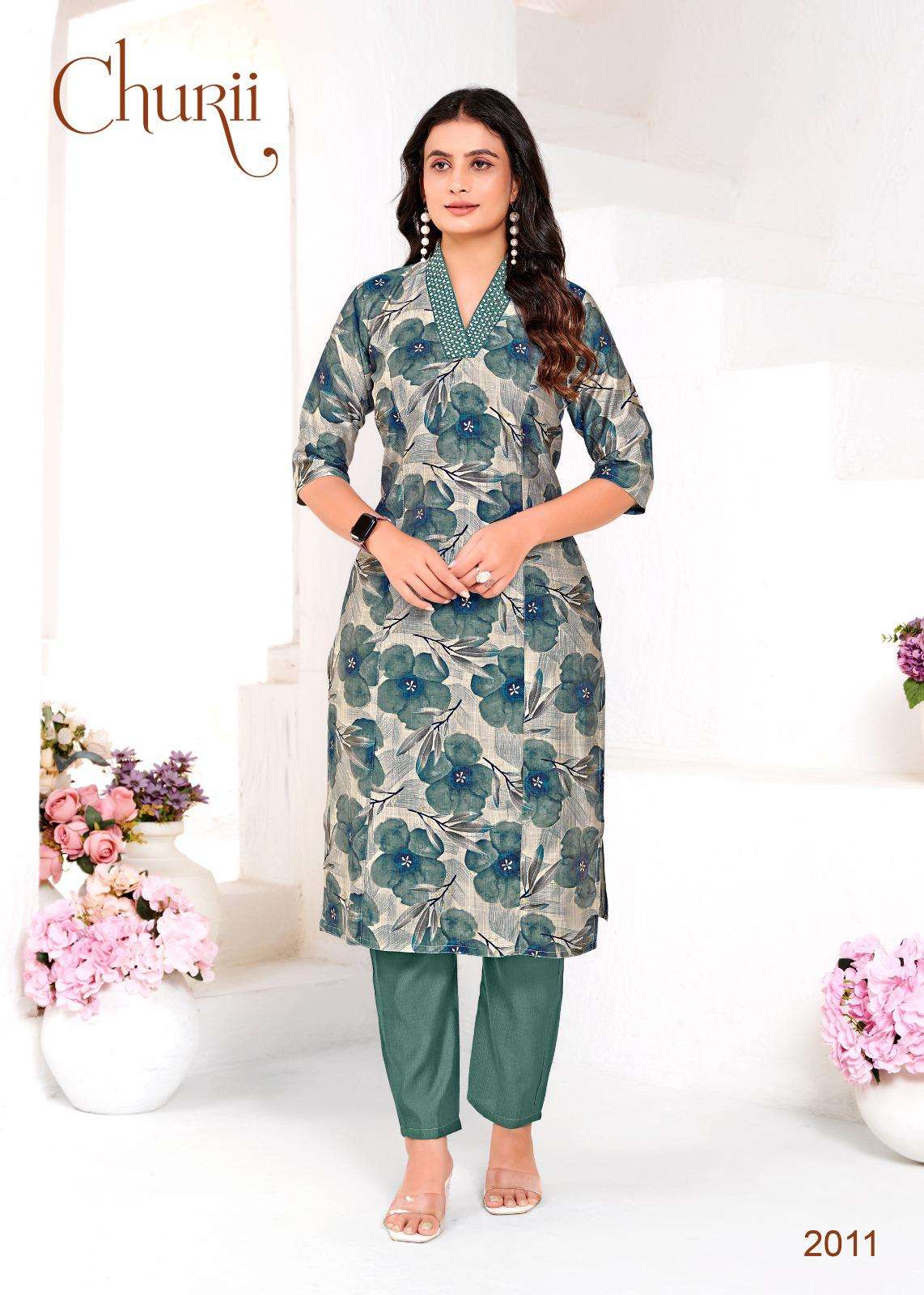 LILY BY CHURII IN SOFT VATICAN PRINT WITH FOIL PRINT AND PANT POCKETS 