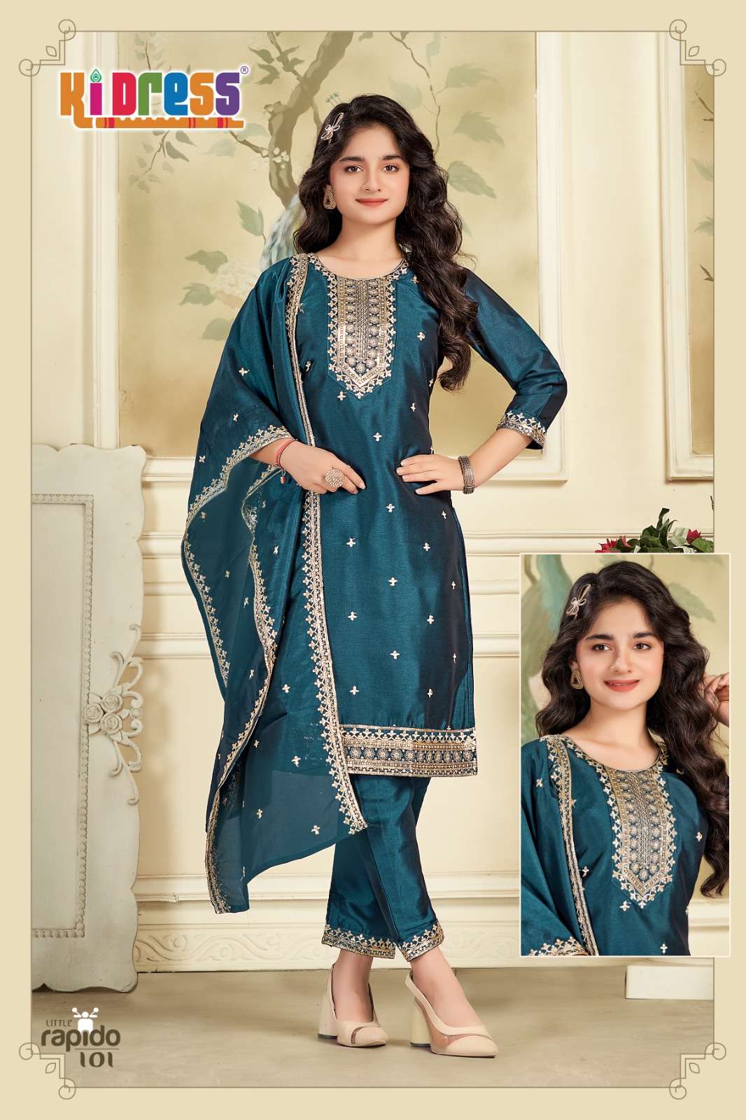 LITTLE RAPIDO BY AANCHI CRYSTAL SILK WITH FANCY DUPATTA WORK 