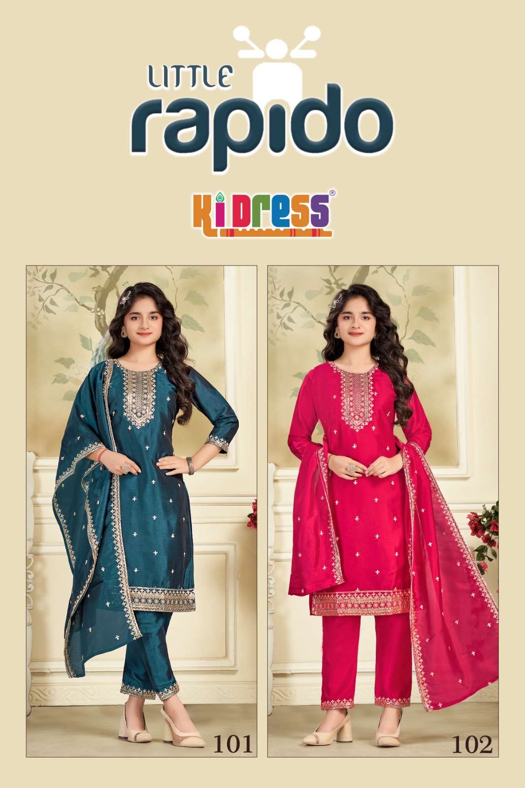 LITTLE RAPIDO BY AANCHI CRYSTAL SILK WITH FANCY DUPATTA WORK 