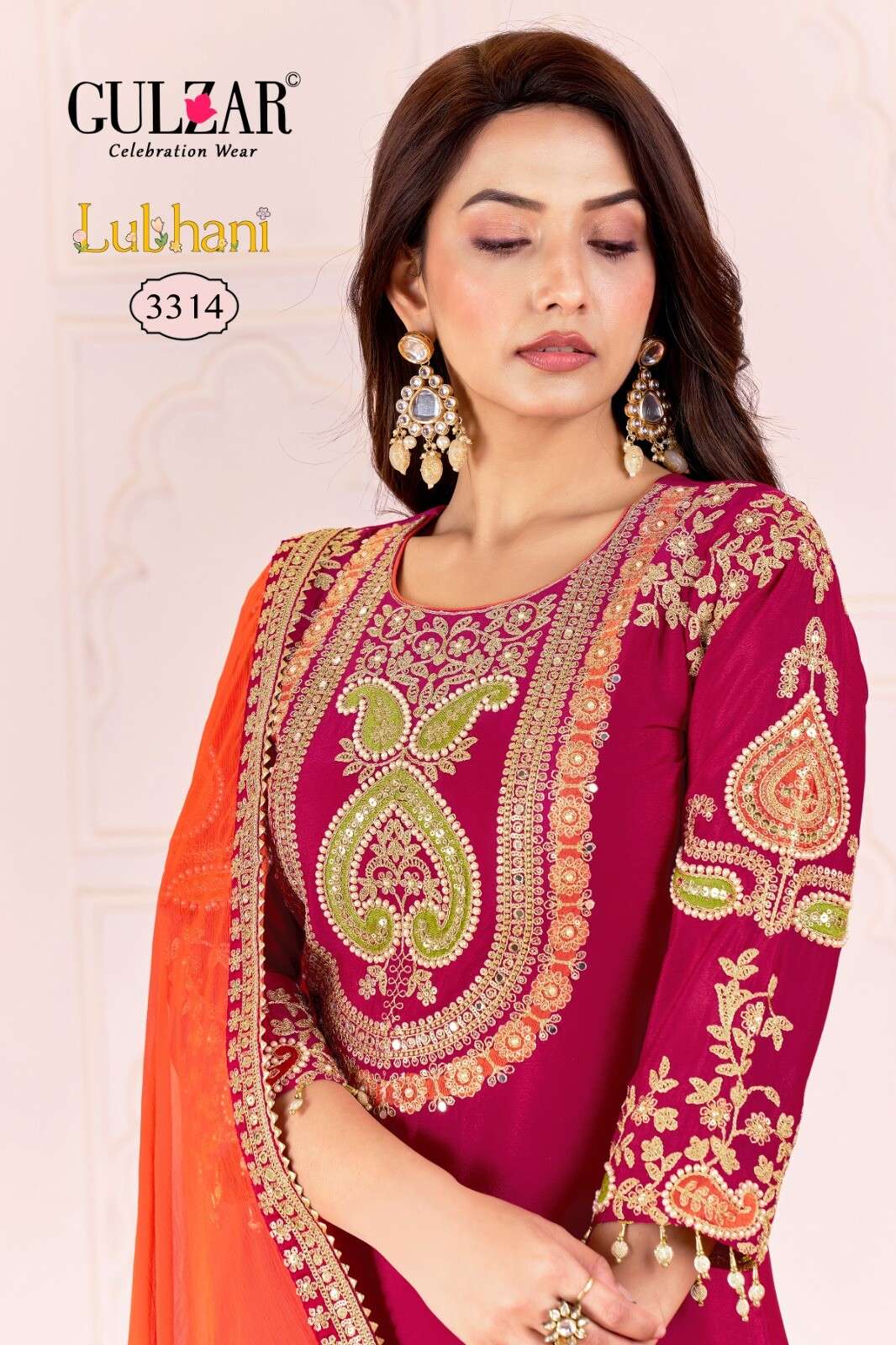 LUBHANI BY GULZAR IN PREMIUM CHINON FABRIC WITH TRADITIONAL EMBROIDEREY WORK 