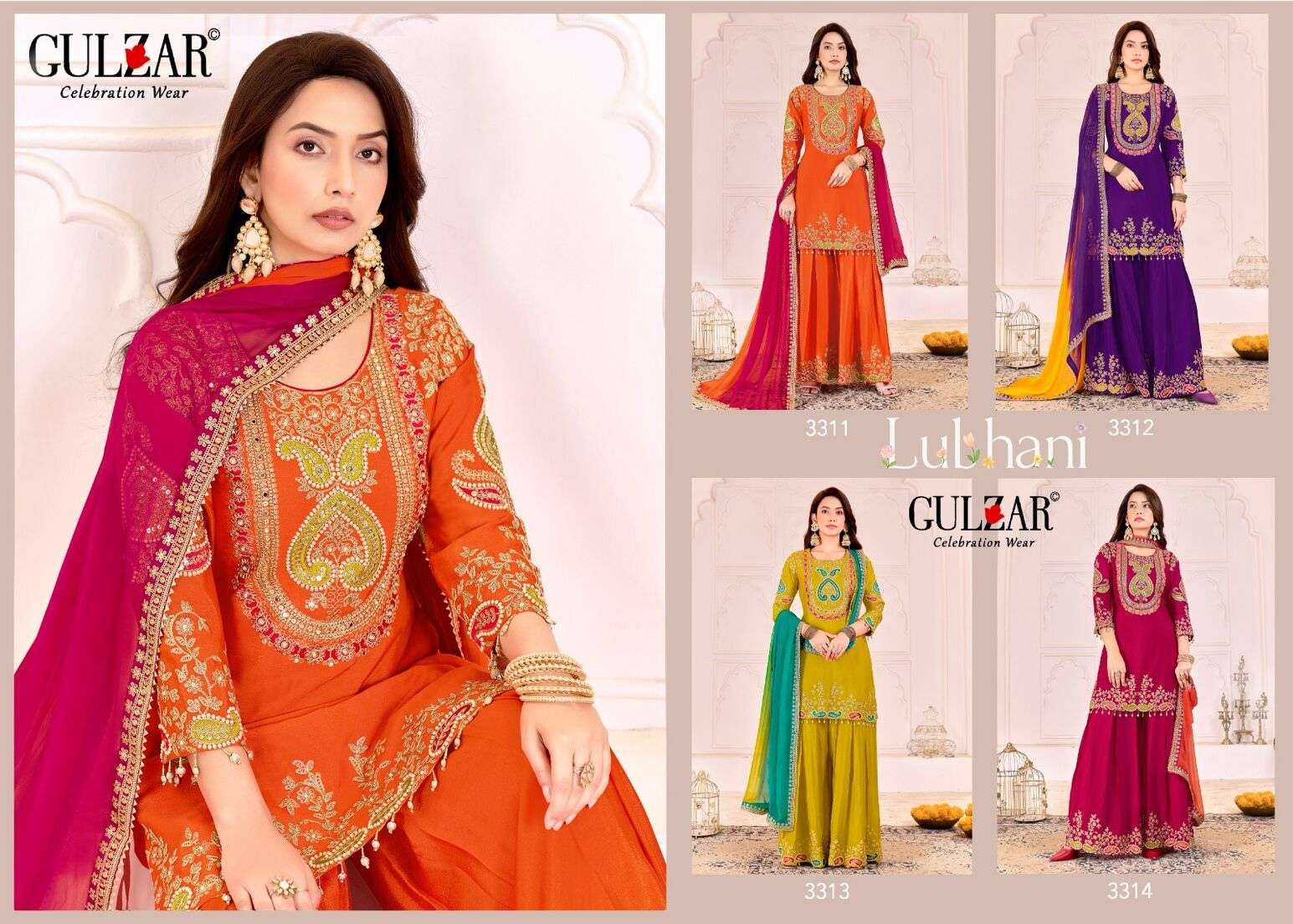 LUBHANI BY GULZAR IN PREMIUM CHINON FABRIC WITH TRADITIONAL EMBROIDEREY WORK 