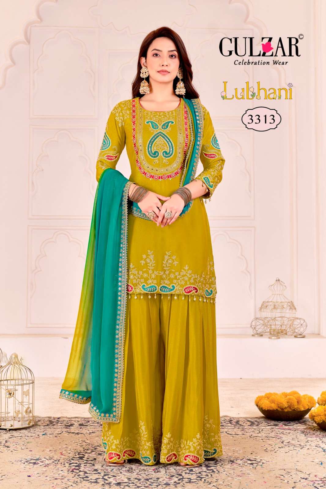 LUBHANI BY GULZAR IN PREMIUM CHINON FABRIC WITH TRADITIONAL EMBROIDEREY WORK 