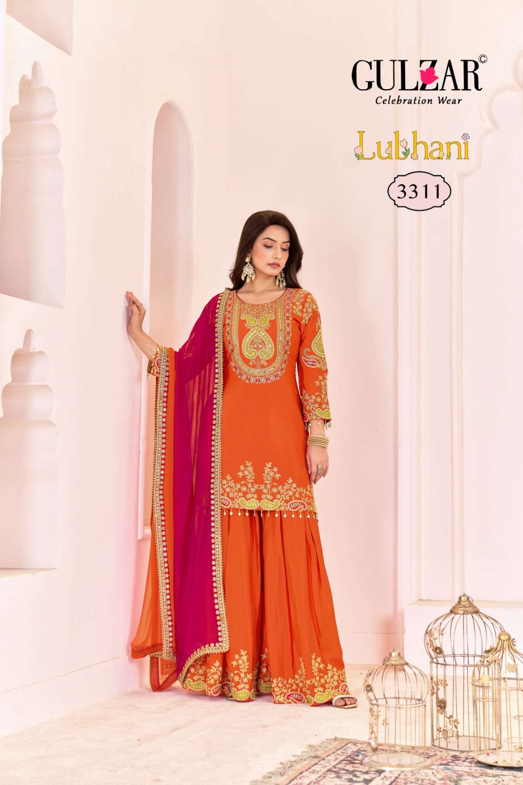 LUBHANI BY GULZAR IN PREMIUM CHINON FABRIC WITH TRADITIONAL EMBROIDEREY WORK 