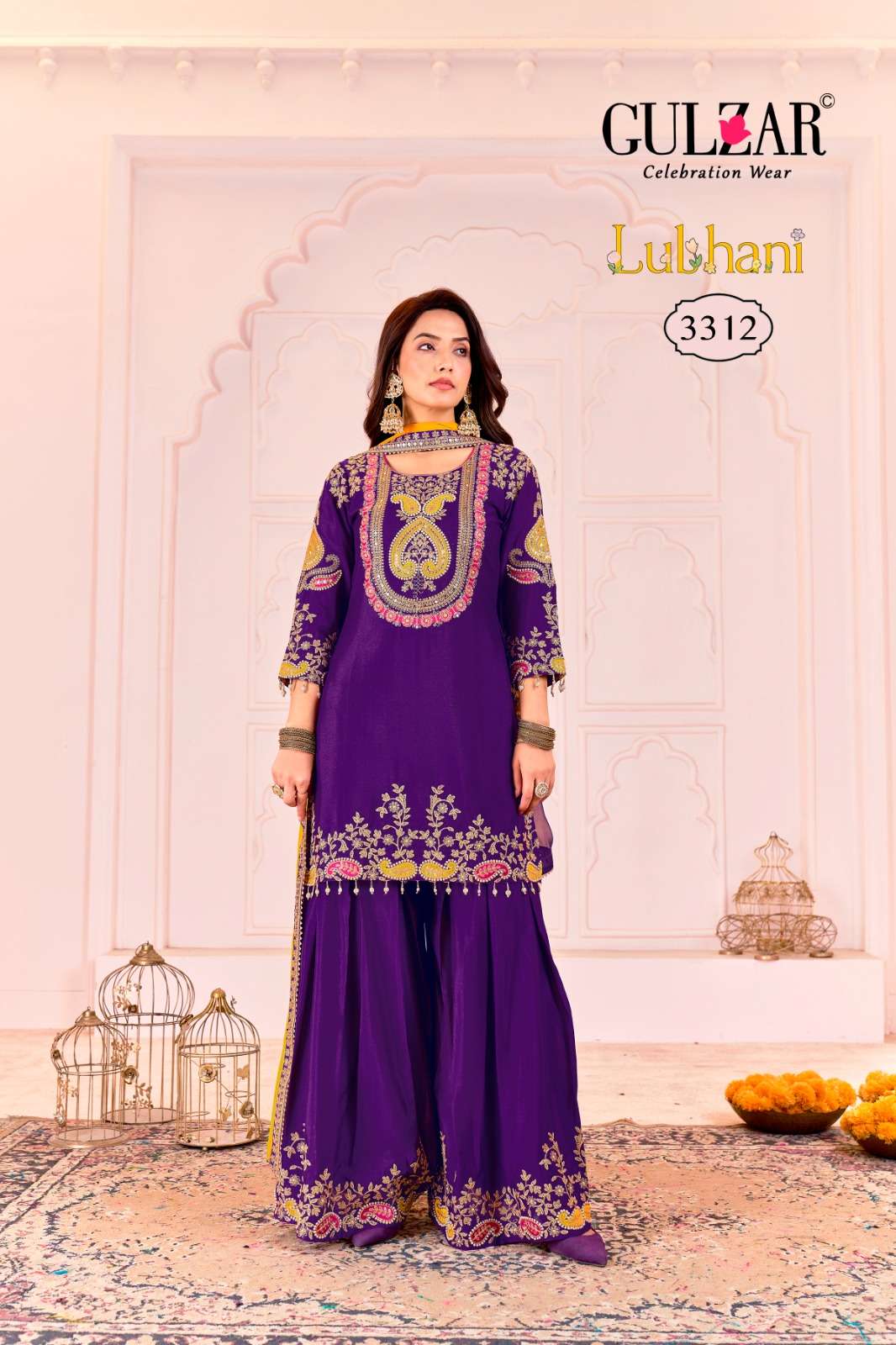 LUBHANI BY GULZAR IN PREMIUM CHINON FABRIC WITH TRADITIONAL EMBROIDEREY WORK 