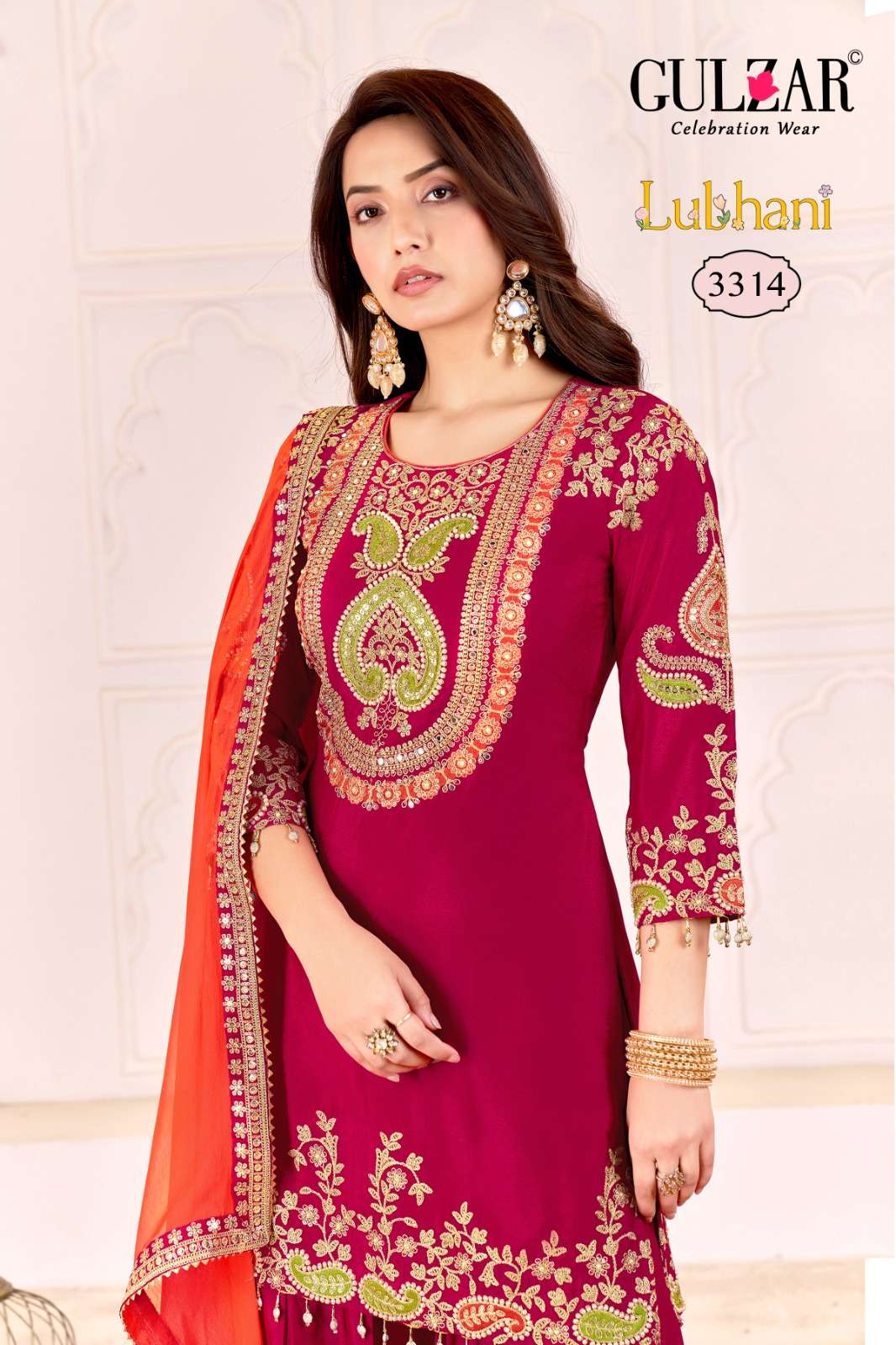 LUBHANI BY GULZAR IN PREMIUM CHINON FABRIC WITH TRADITIONAL EMBROIDEREY WORK 