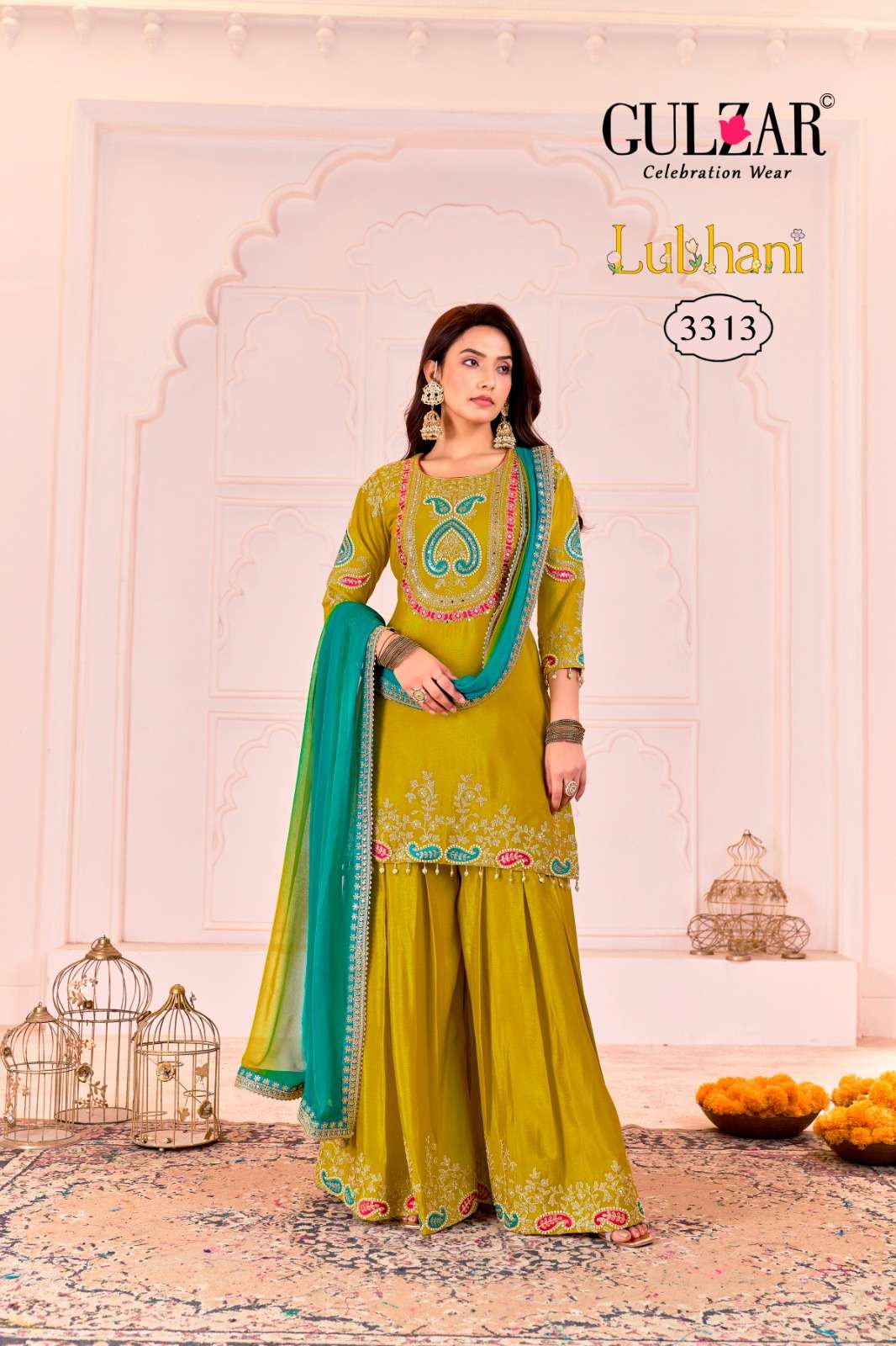 LUBHANI BY GULZAR IN PREMIUM CHINON FABRIC WITH TRADITIONAL EMBROIDEREY WORK 