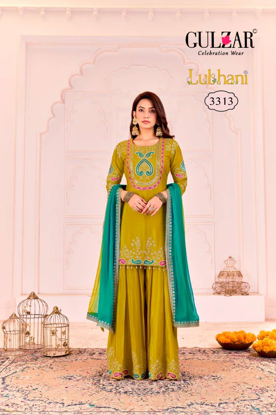 LUBHANI BY GULZAR IN PREMIUM CHINON FABRIC WITH TRADITIONAL EMBROIDEREY WORK 