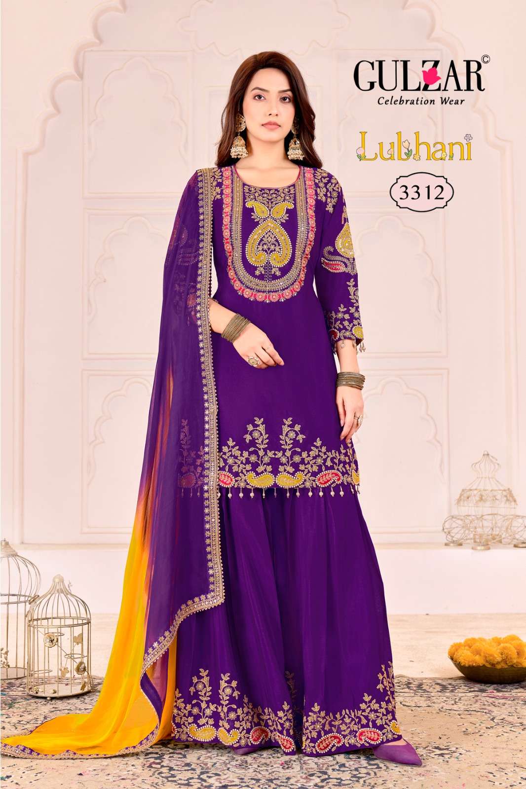 LUBHANI BY GULZAR IN PREMIUM CHINON FABRIC WITH TRADITIONAL EMBROIDEREY WORK 