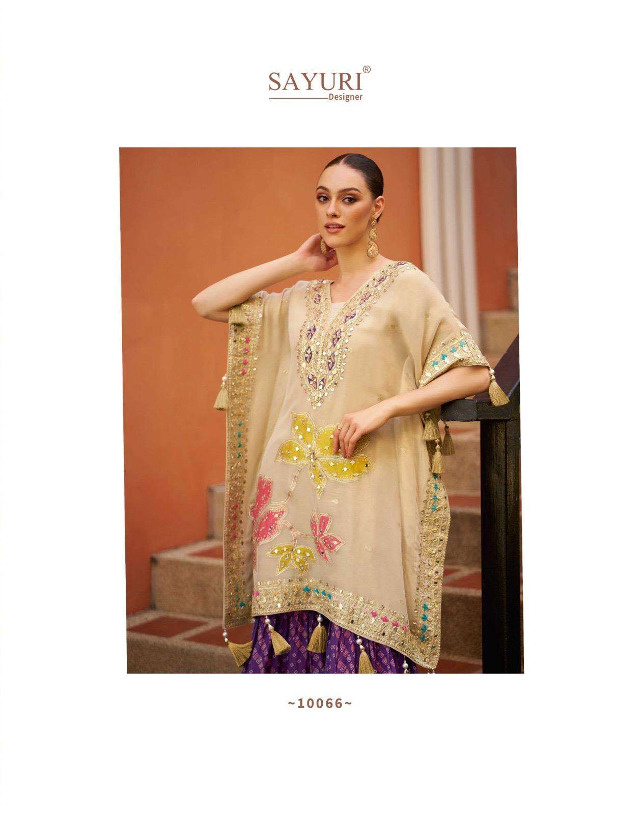 MAGIC BY SAYURI DESIGNER IN PURE VISCOS JACQUARD SILK KAFTAN WITH GHARARA ON MIRROR WORK 