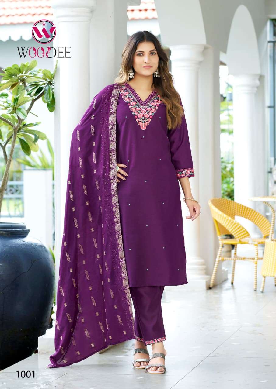 MAHIMA BY WOODEE IN PREMIUM VISCOSE GADWAL WITH STYLISH THREAD & HANDWORK 