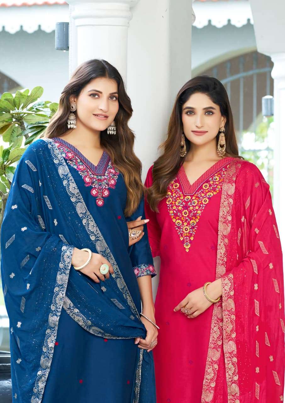 MAHIMA BY WOODEE IN PREMIUM VISCOSE GADWAL WITH STYLISH THREAD & HANDWORK 