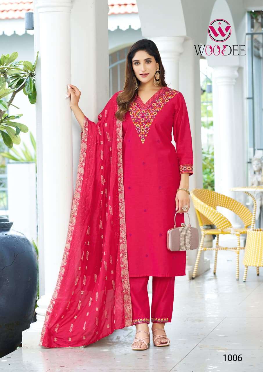 MAHIMA BY WOODEE IN PREMIUM VISCOSE GADWAL WITH STYLISH THREAD & HANDWORK 