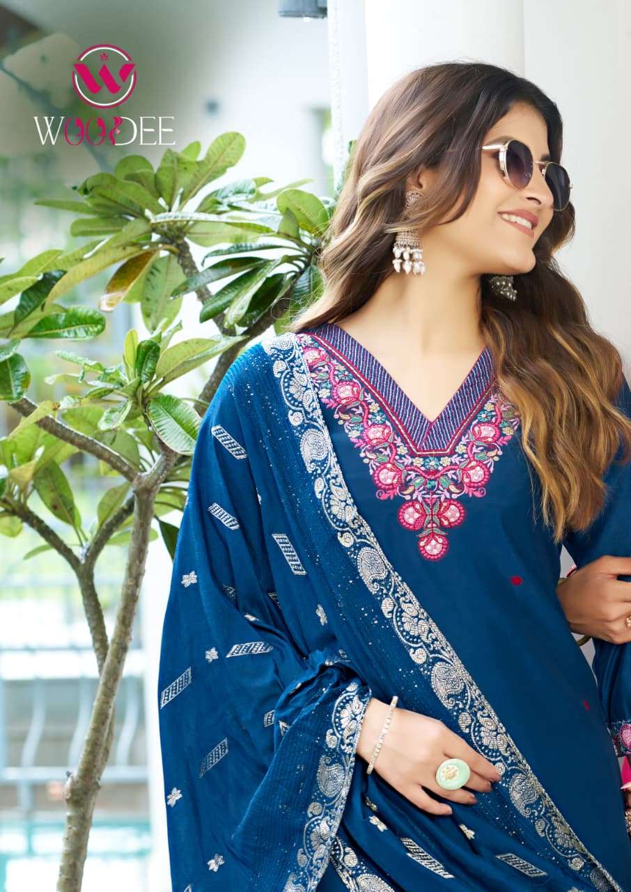 MAHIMA BY WOODEE IN PREMIUM VISCOSE GADWAL WITH STYLISH THREAD & HANDWORK 