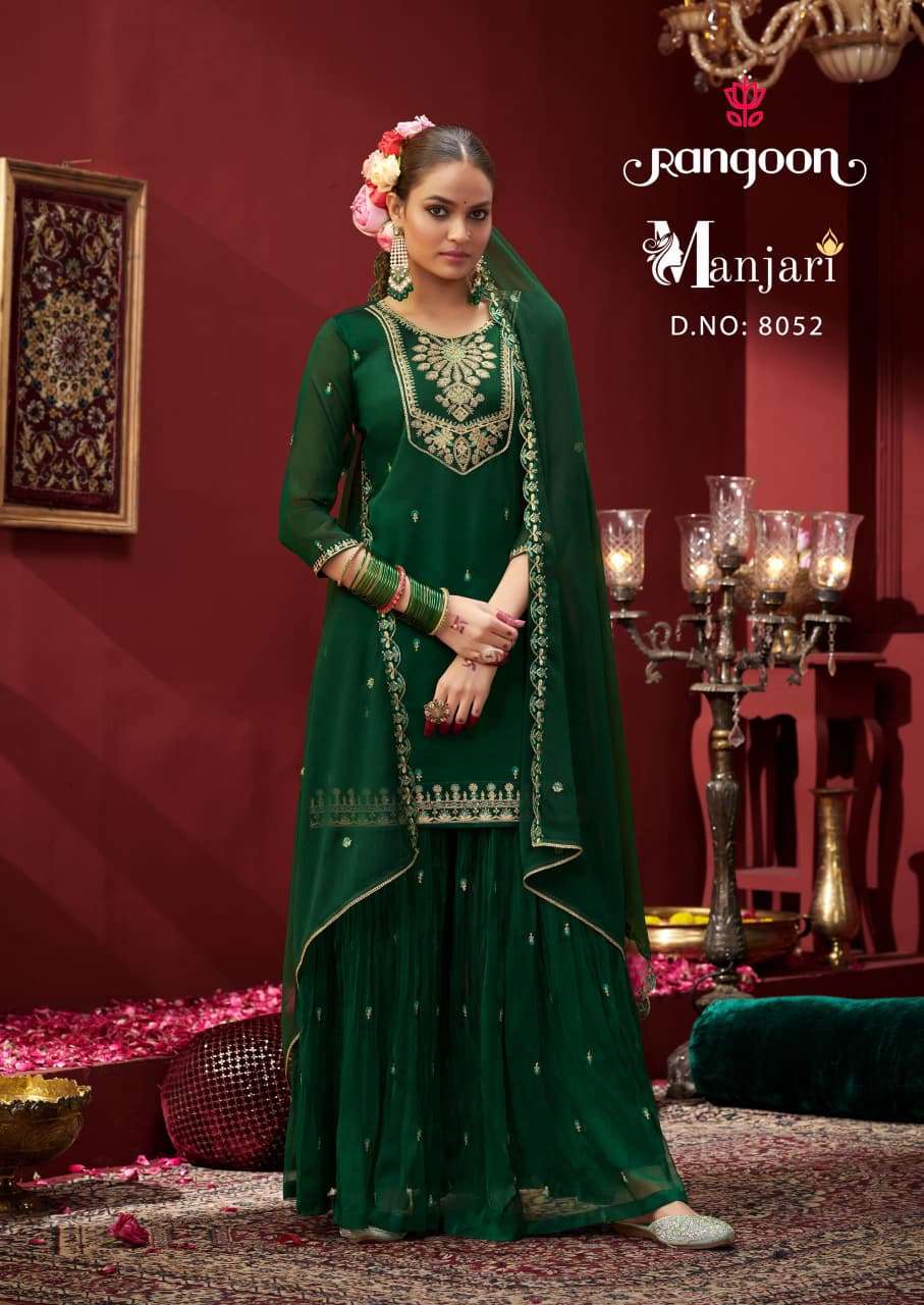 MANJARI BY RANGOON IN CHIFFON WITH FANCY CODE WORK AND FULL INNER 