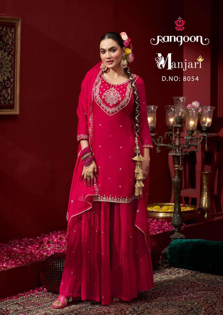 MANJARI BY RANGOON IN CHIFFON WITH FANCY CODE WORK AND FULL INNER 