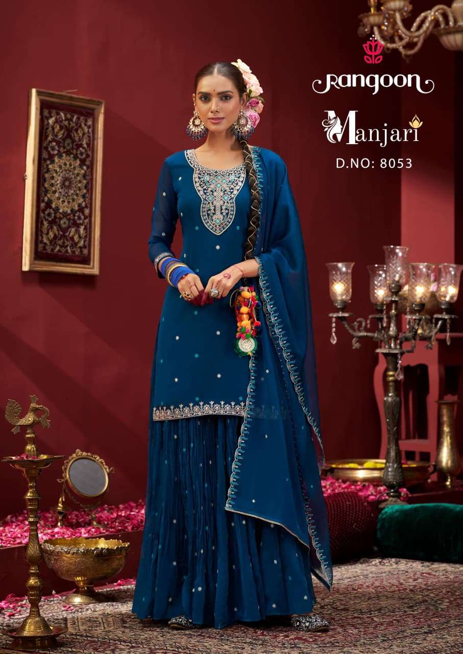 MANJARI BY RANGOON IN CHIFFON WITH FANCY CODE WORK AND FULL INNER 