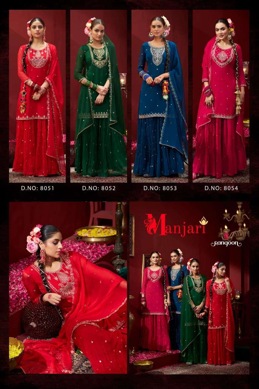 MANJARI BY RANGOON IN CHIFFON WITH FANCY CODE WORK AND FULL INNER 