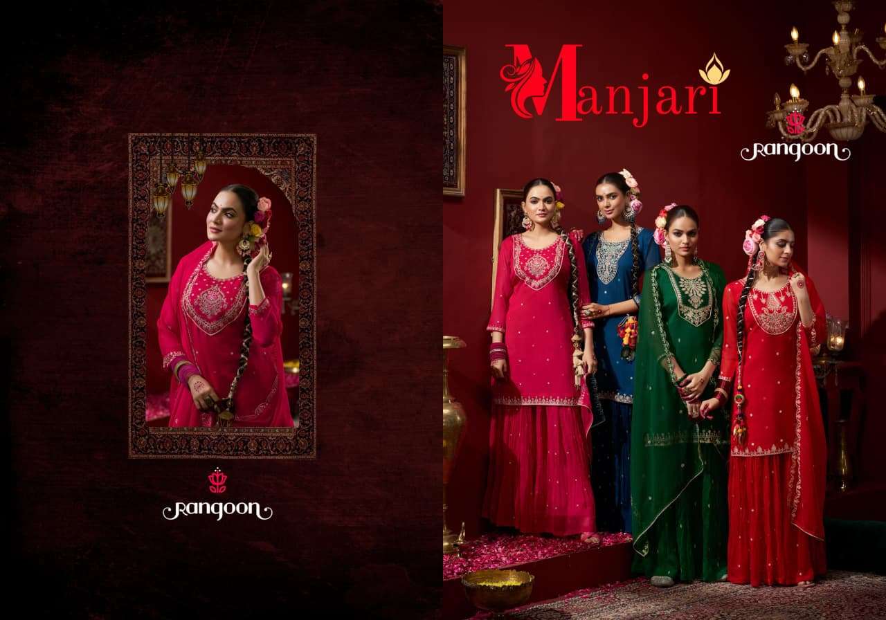 MANJARI BY RANGOON IN CHIFFON WITH FANCY CODE WORK AND FULL INNER 