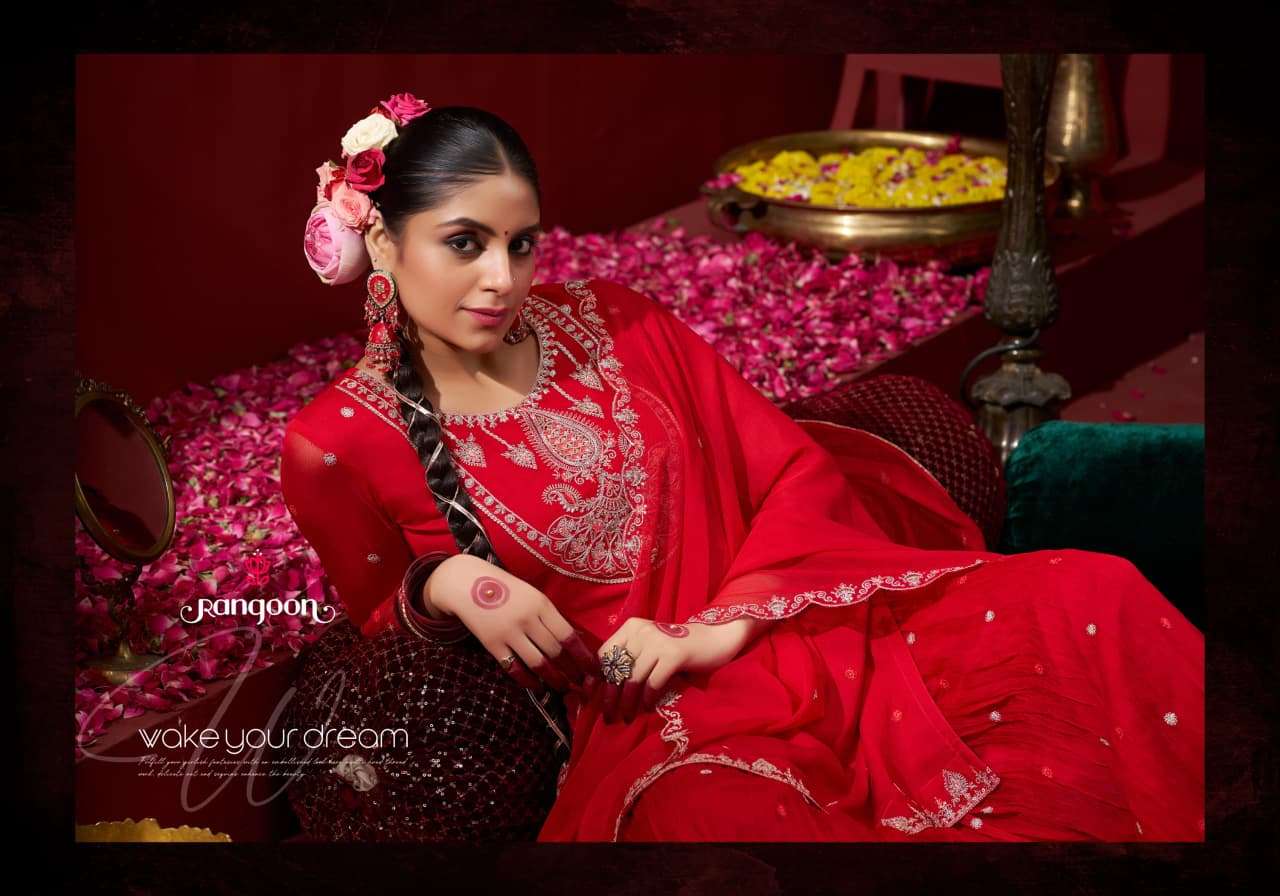 MANJARI BY RANGOON IN CHIFFON WITH FANCY CODE WORK AND FULL INNER 