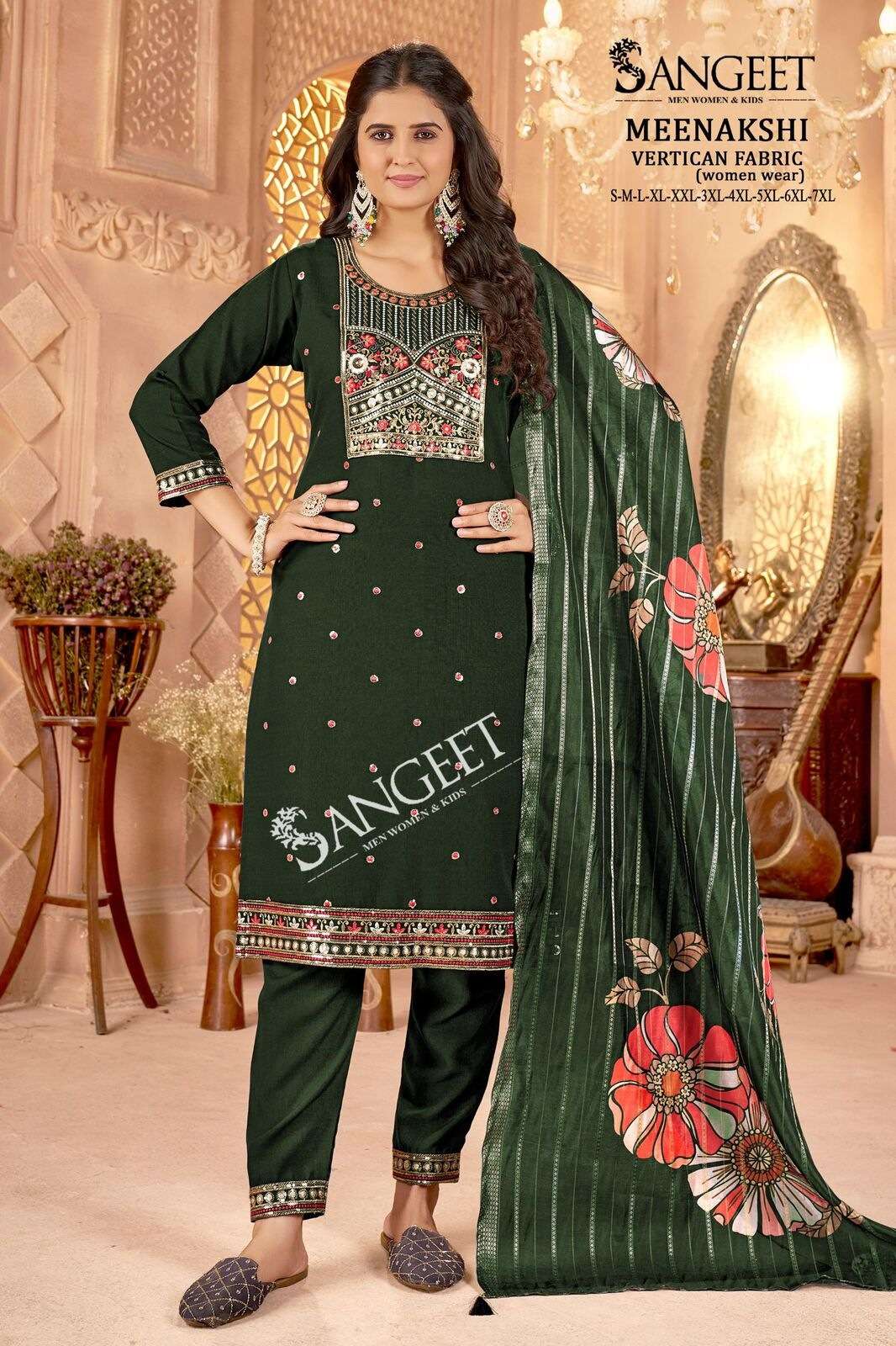 MEENAKSHI FOR WOMAN BY SANGEET IN HEAVY VATICAN FABRIC WITH MULTI EMBROIDERY SEQUENCE WORK 