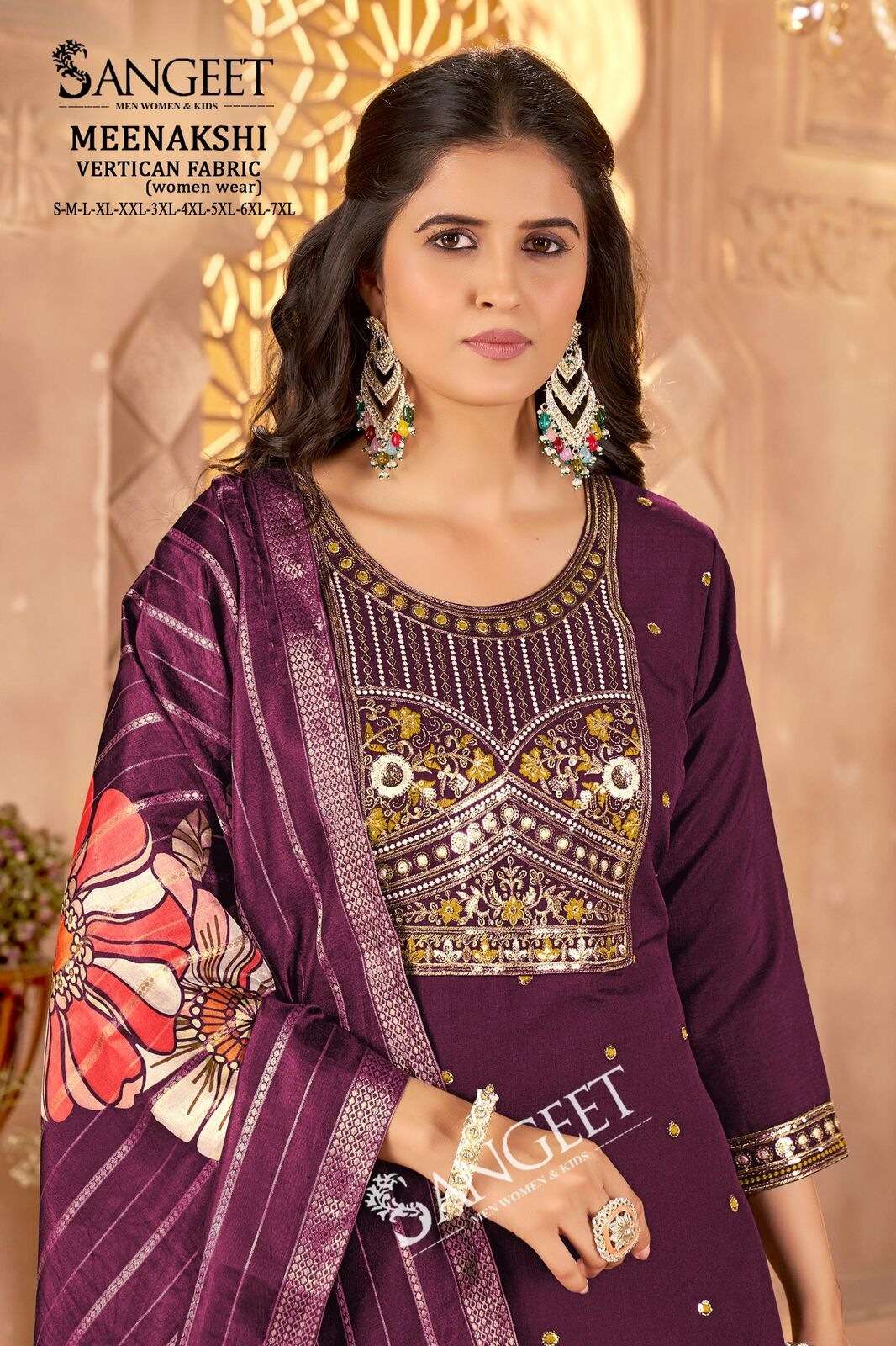 MEENAKSHI FOR WOMAN BY SANGEET IN HEAVY VATICAN FABRIC WITH MULTI EMBROIDERY SEQUENCE WORK 