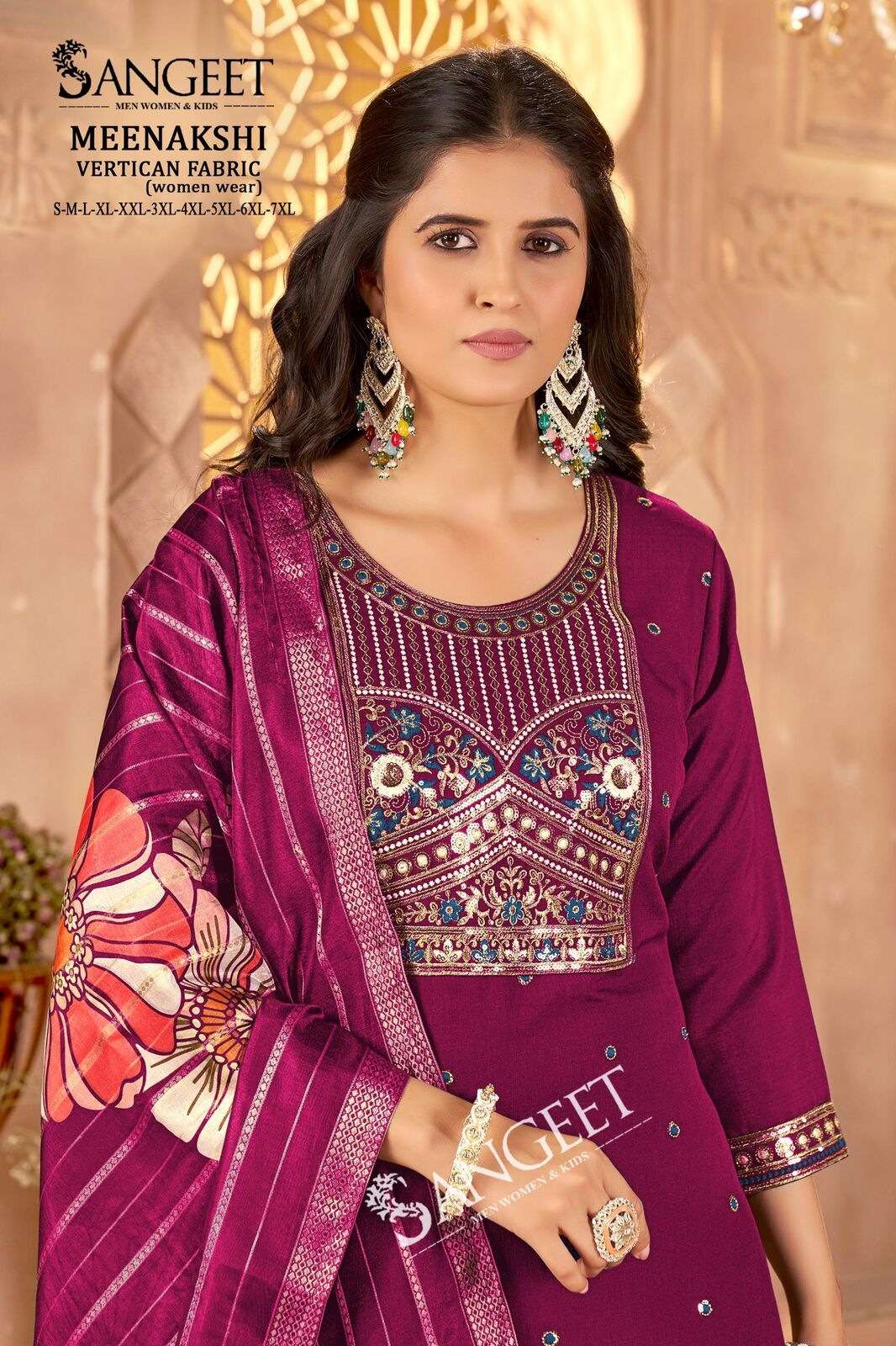 MEENAKSHI FOR WOMAN BY SANGEET IN HEAVY VATICAN FABRIC WITH MULTI EMBROIDERY SEQUENCE WORK 