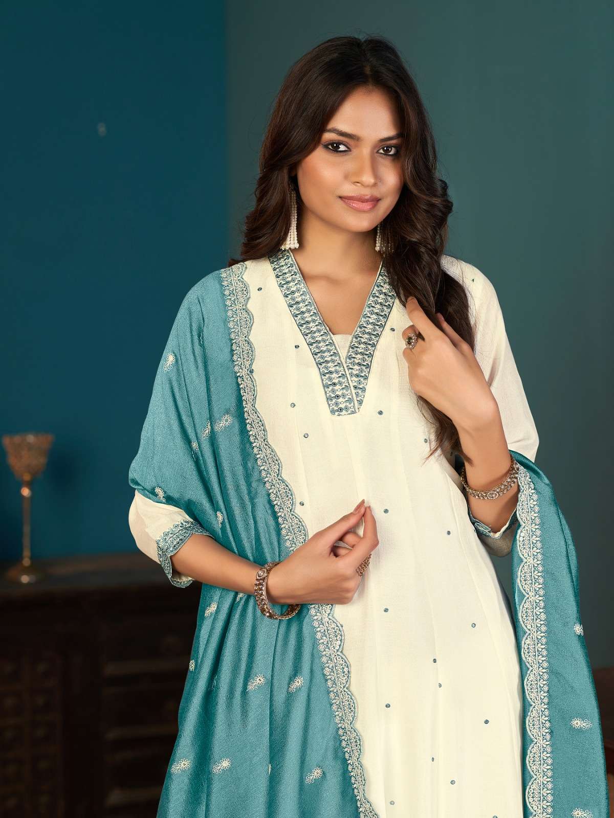 MEGHA BY AANCHI IN VICHITRA SILK 3 PCS SET FLAIR CONCEPT WITH FANCY DUPATTA WORK