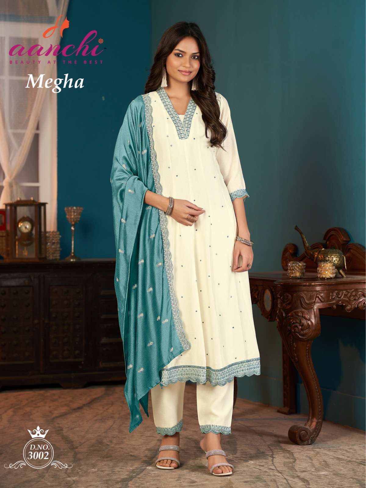 MEGHA BY AANCHI IN VICHITRA SILK 3 PCS SET FLAIR CONCEPT WITH FANCY DUPATTA WORK