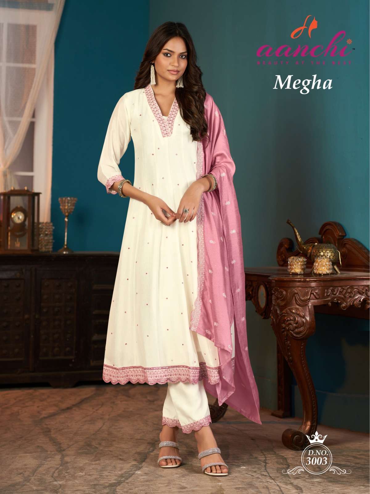 MEGHA BY AANCHI IN VICHITRA SILK 3 PCS SET FLAIR CONCEPT WITH FANCY DUPATTA WORK