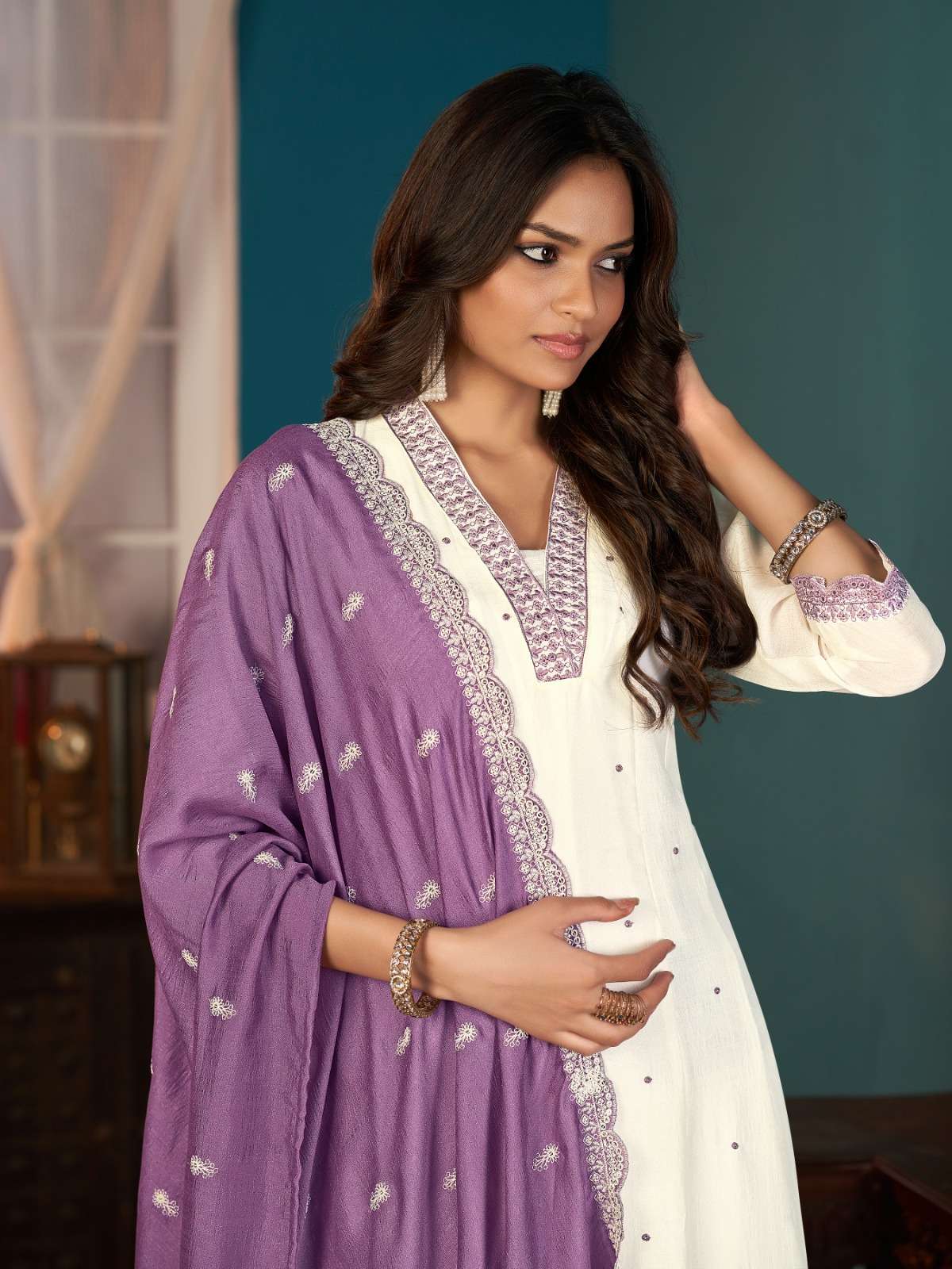 MEGHA BY AANCHI IN VICHITRA SILK 3 PCS SET FLAIR CONCEPT WITH FANCY DUPATTA WORK